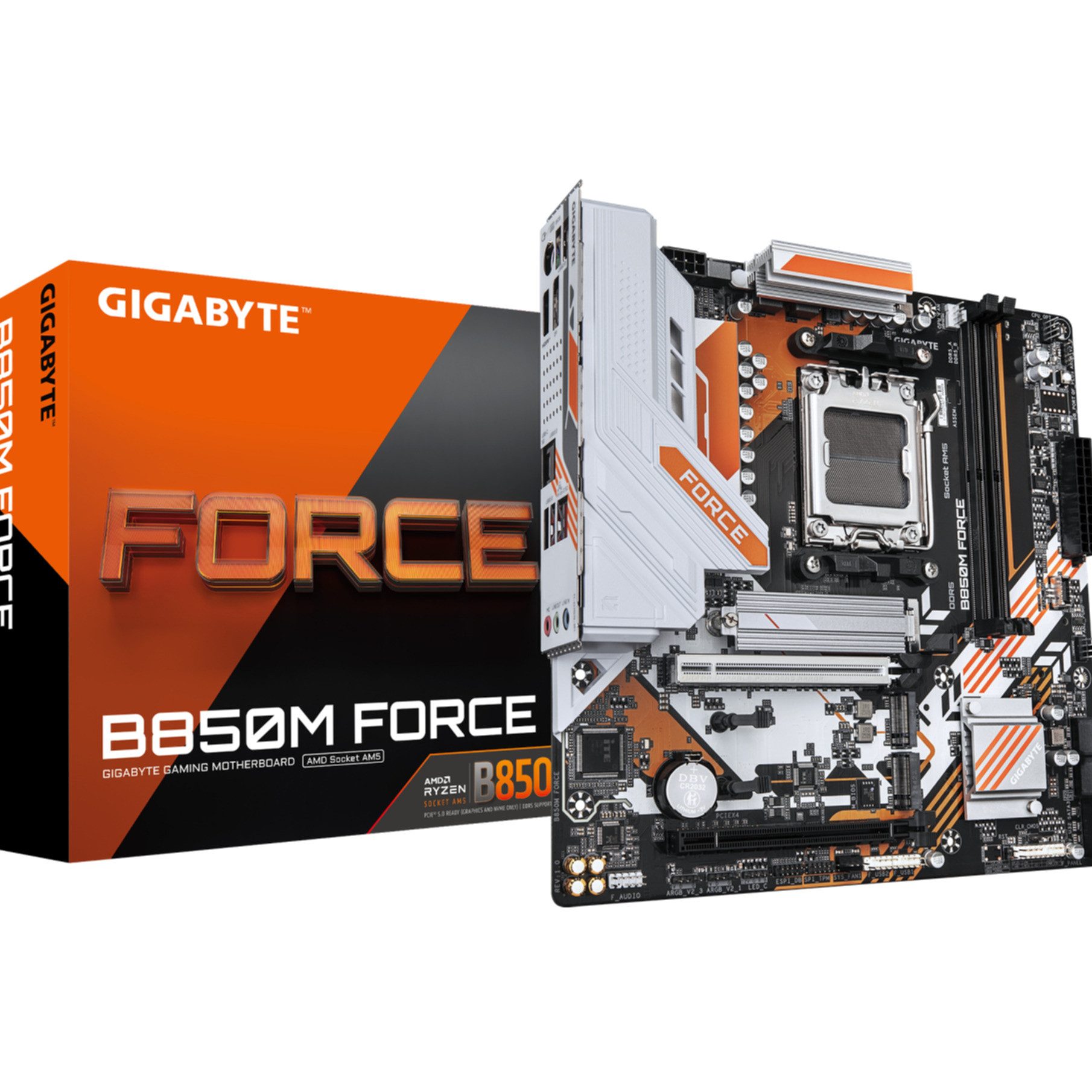 Gigabyte B850M FORCE Mainboard – Unterstützt AMD Ryzen 9000 Serie Prozessoren, Mainboard