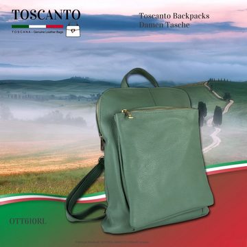 Toscanto Cityrucksack Toscanto Damen Cityrucksack Leder Tasche (Cityrucksack), Damen Cityrucksack Leder, hellgrün, Größe ca. 30cm