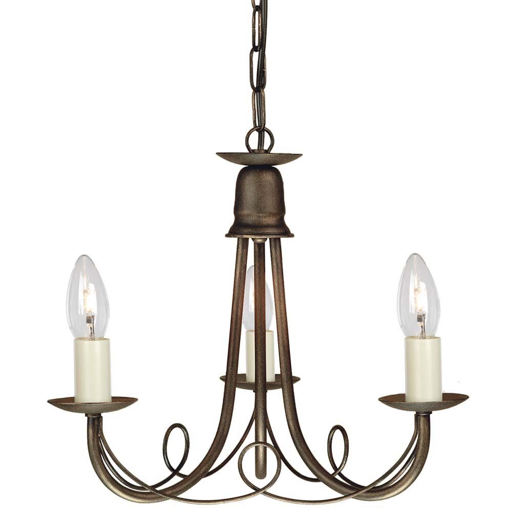Elstead LIGHTING Kronleuchter, Leuchtmittel nicht inklusive, Kronleuchter Deckenleuchte Hängelampe Stahl Schwarz Gold D 37 cm 3
