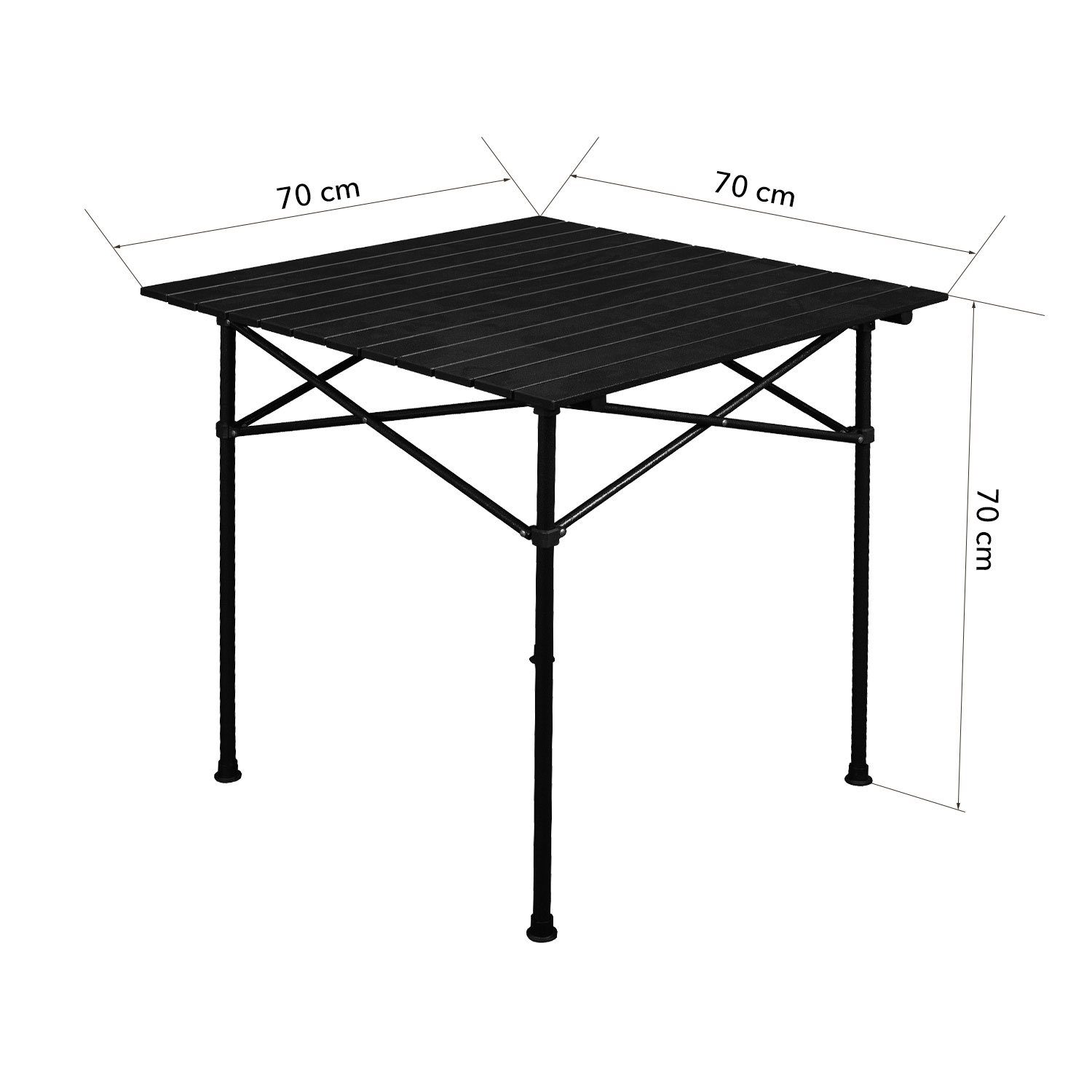 anndora Campingtisch 70x70cm quadratisch klappbar schwarz, günstig online kaufen