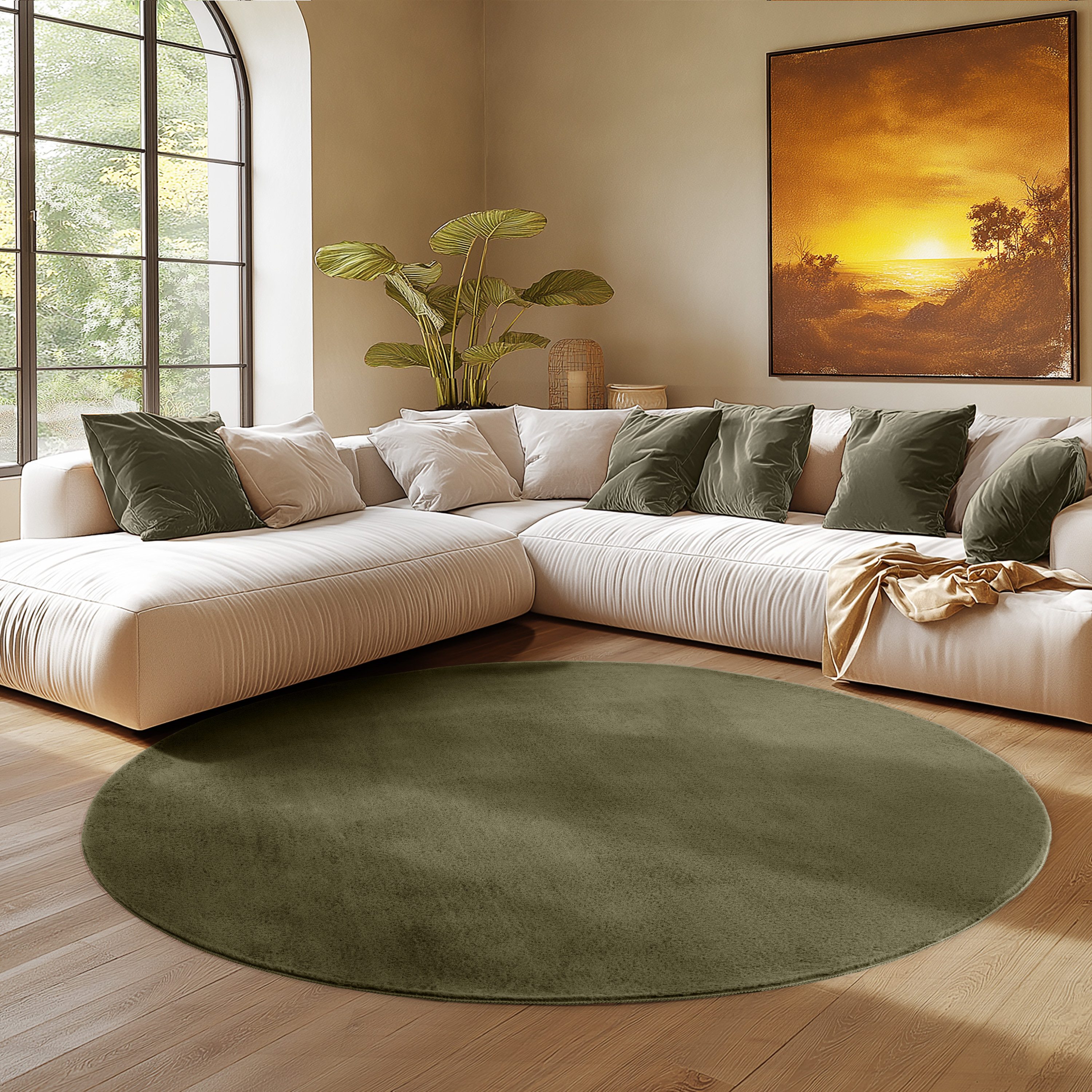 SIMPEX24 Teppich Unicolor - Einfarbig, Rund, Höhe: 11 mm, Perfekt geeignet günstig online kaufen