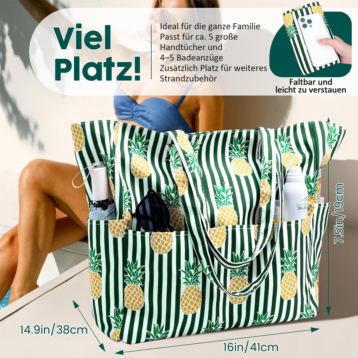 RWEUOQ Strandtasche Strandtasche XXL mit Reißverschluss günstig online kaufen