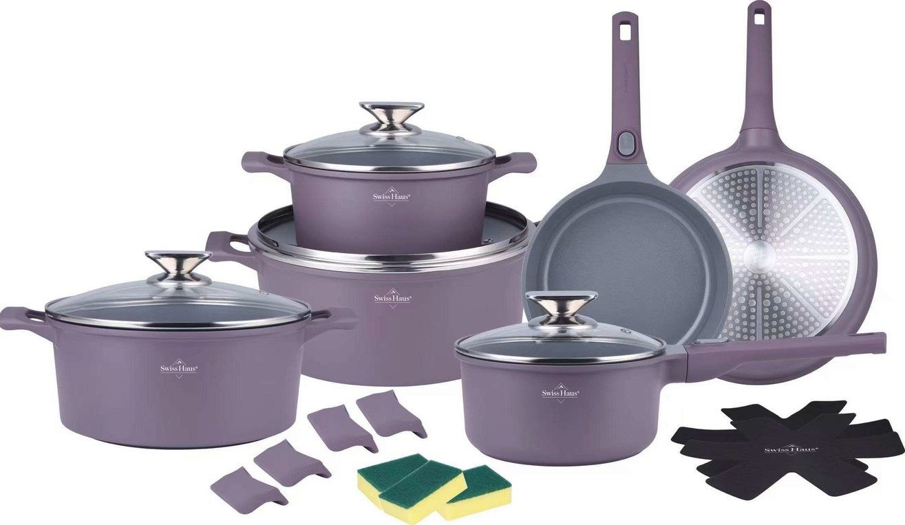Swiss-Haus Topf-Set Kochtopf Pfannen Set 19tlg Antihaftbes. Induktion Swiss Haus, (Kochtopf-Set bestehend aus 19 Teilen)