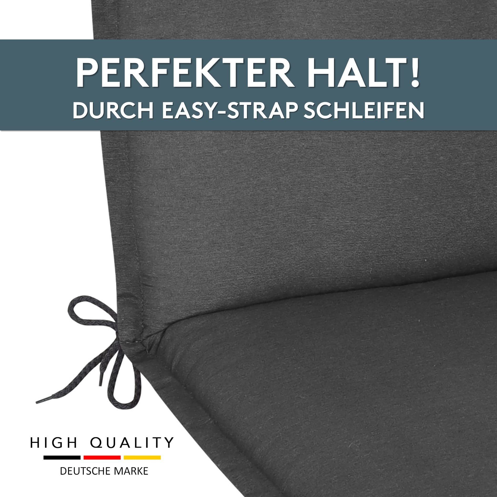 LILENO HOME Polsterauflage Niedriglehner, bequeme Sitzauflage für Gartenstühle, Stuhlkissen, (2 St., 2er Set), Gartenstuhl Auflage in Uni Anthrazit, Sitzpolster – Bild 4 von 5