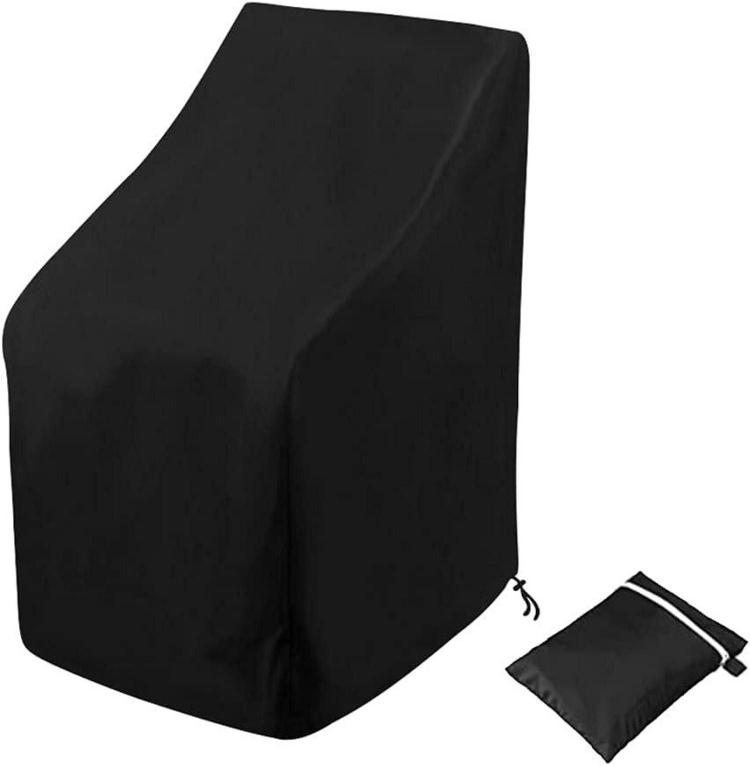 LuxusKollektion Abdeckhaube Gartenstühle Abdeckung Winterfest 64x64x70/120 cm Schwarz UV-Beständig