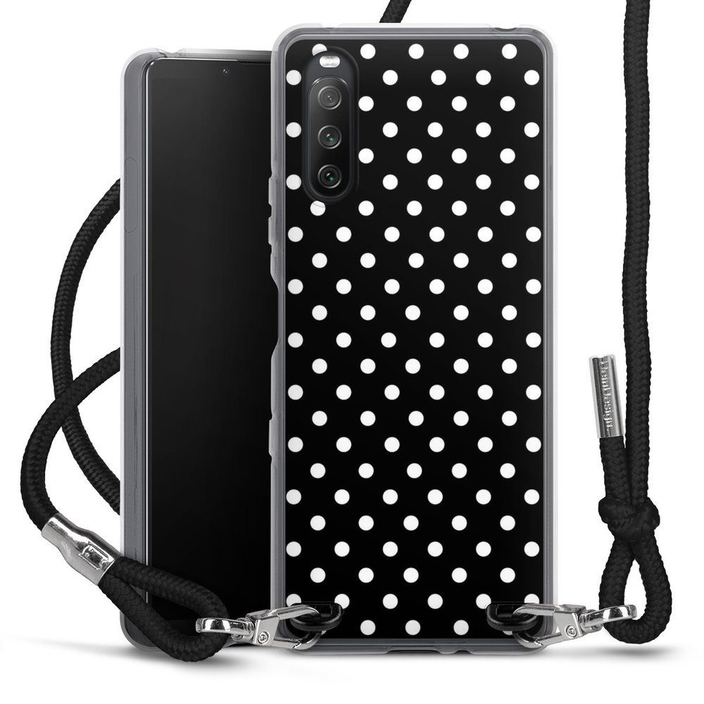 DeinDesign Handyhülle Punkte Retro Polka Dots Polka Dots - schwarz und weiß, Sony Xperia 10 III Handykette Hülle mit Band Case zum Umhängen