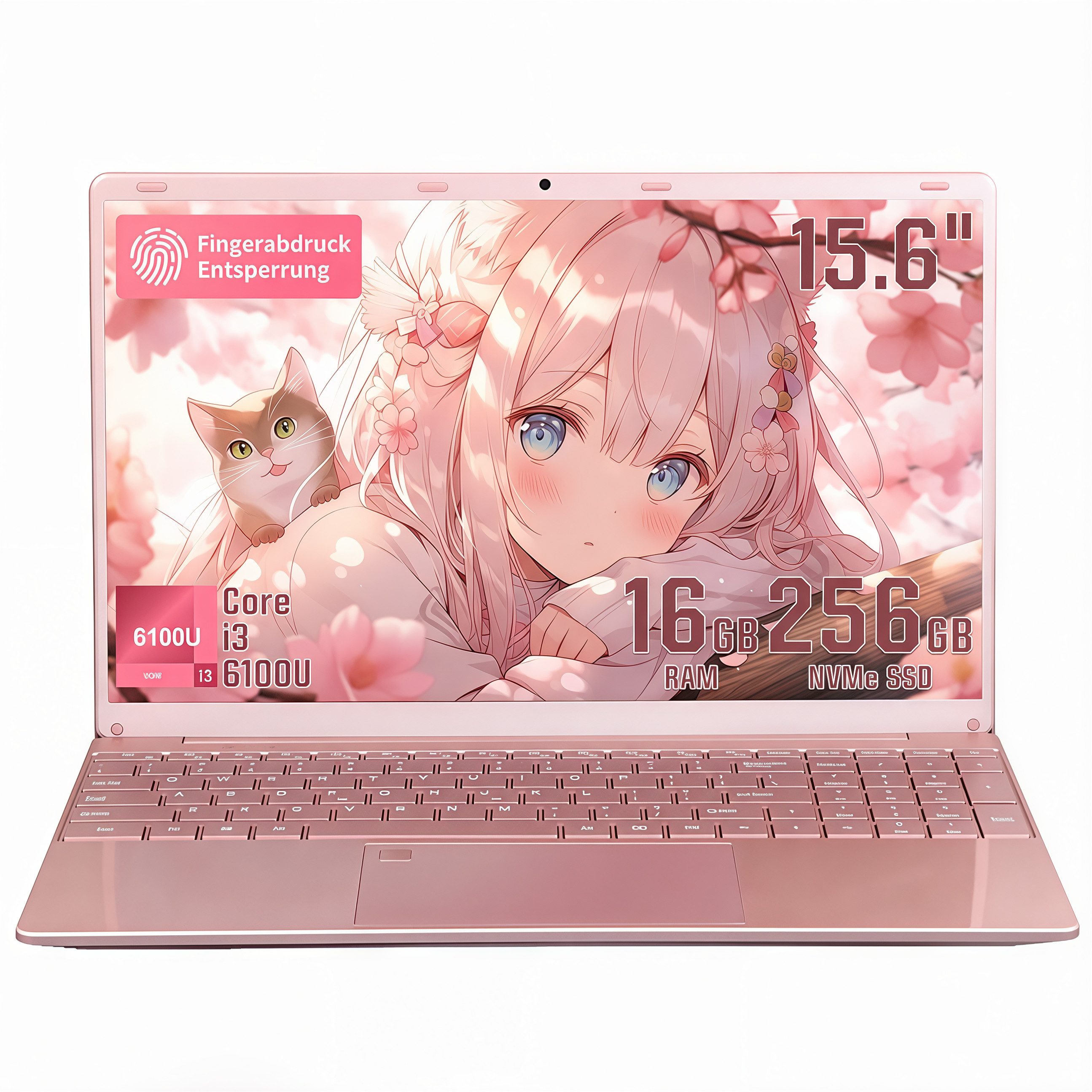LONGEVINCE 15,6-Zoll Laptop mit Core™ i3-6100u Prozessor, 16 GB RAM Notebook (39,62 cm/15.6 Zoll, Intel Core i3, 16 GB, 256 GB SSD, 180° Scharnierdesign, vorinstalliertes Windows 11 Pro)