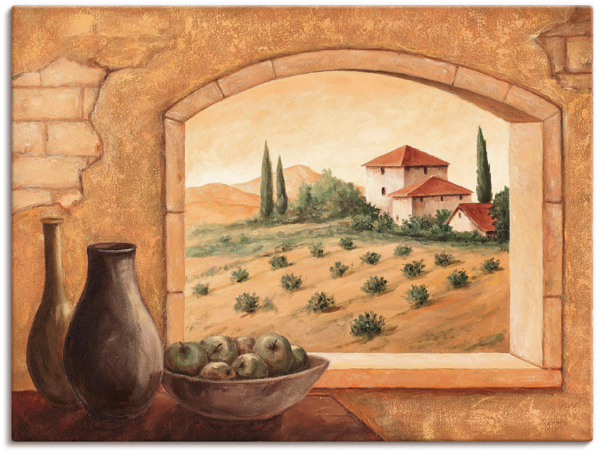 Artland Wandbild Toskana, Fensterblick (1 St), als Alubild, Outdoorbild, Leinwandbild, Poster in verschied. Größen