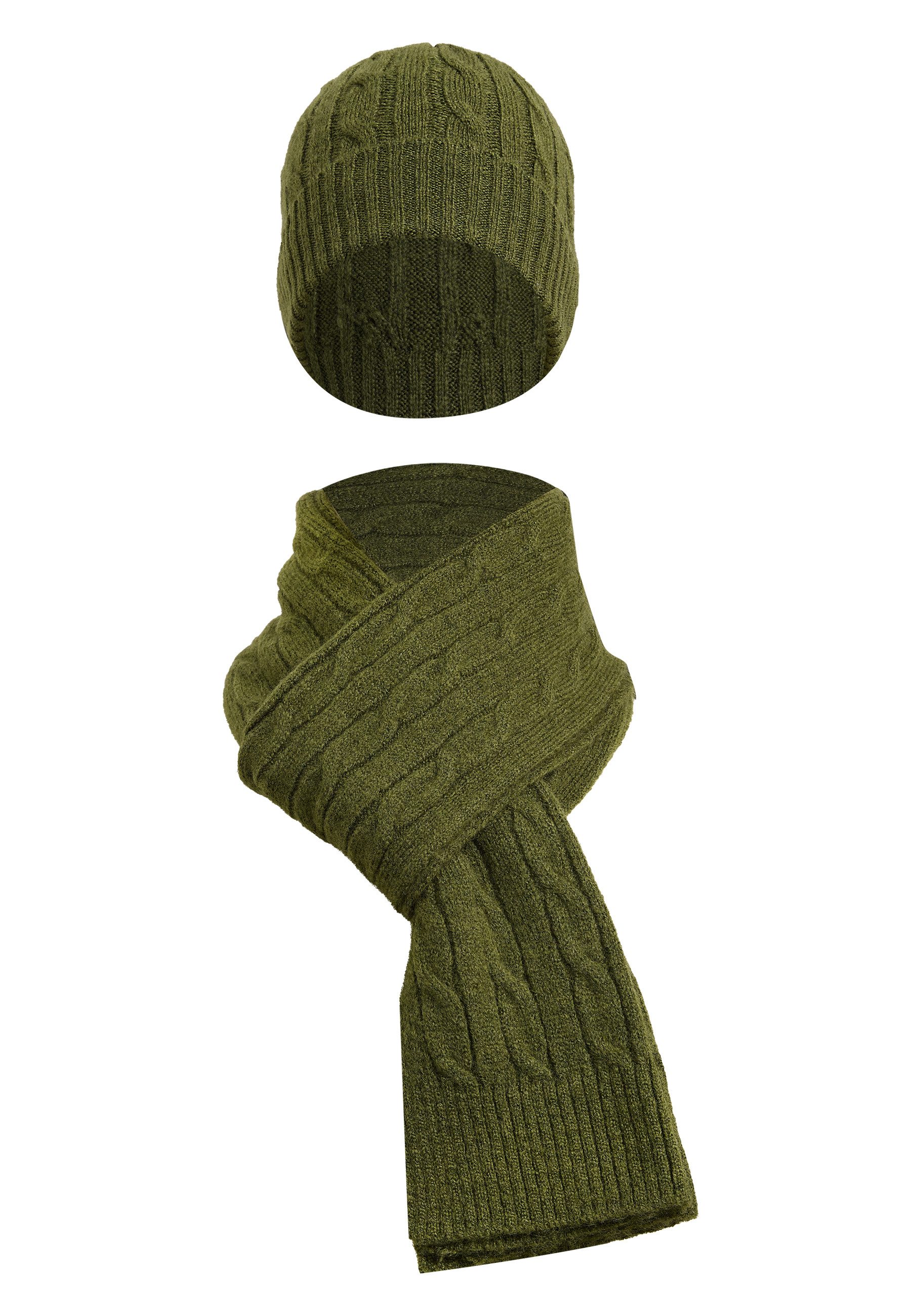 Strickmütze Set aus Schal und Mütze