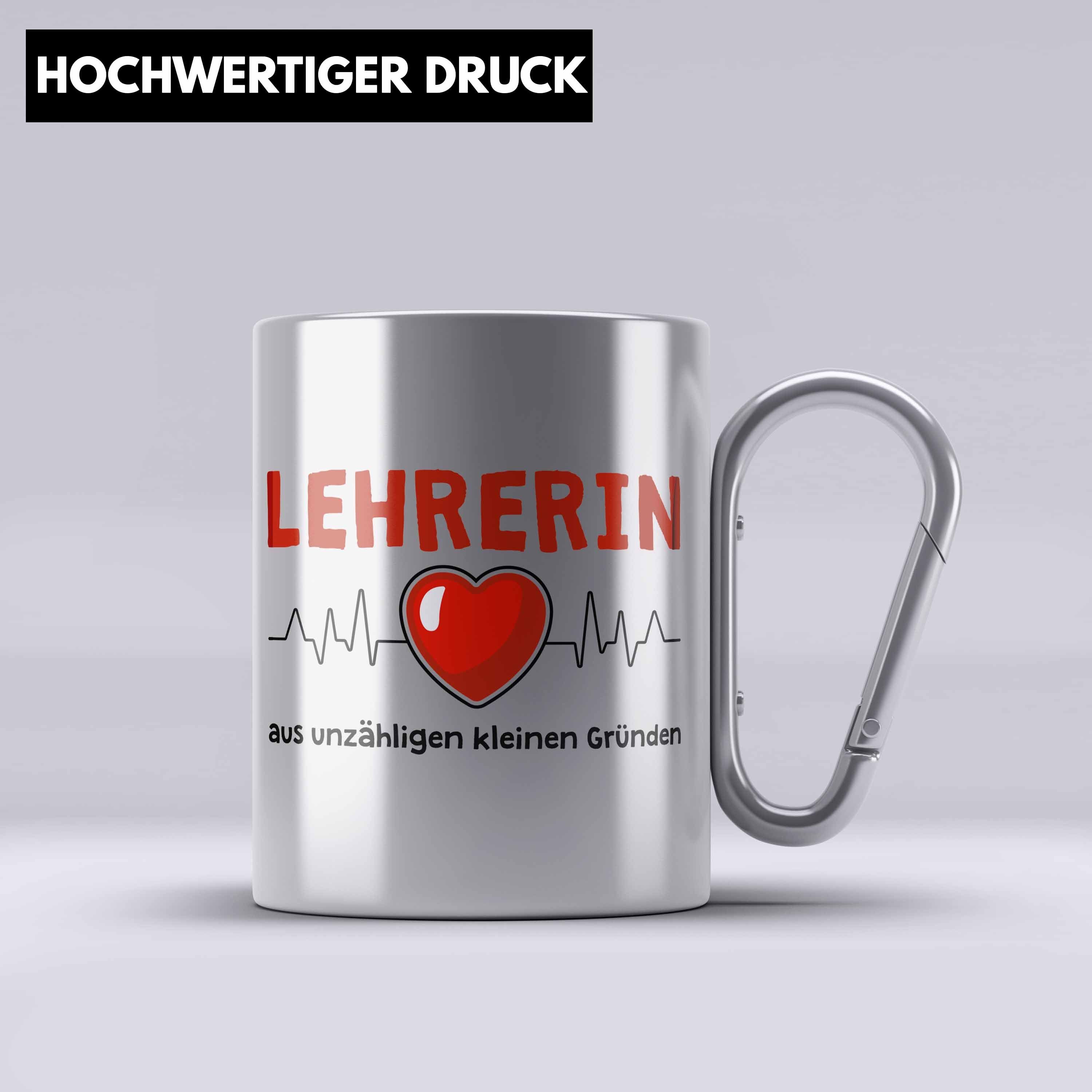 Silber Lehrerin Danke Da Geschenkidee Trendation Tasse Sprüche Edelstahl Geschenk Thermotasse Lustig