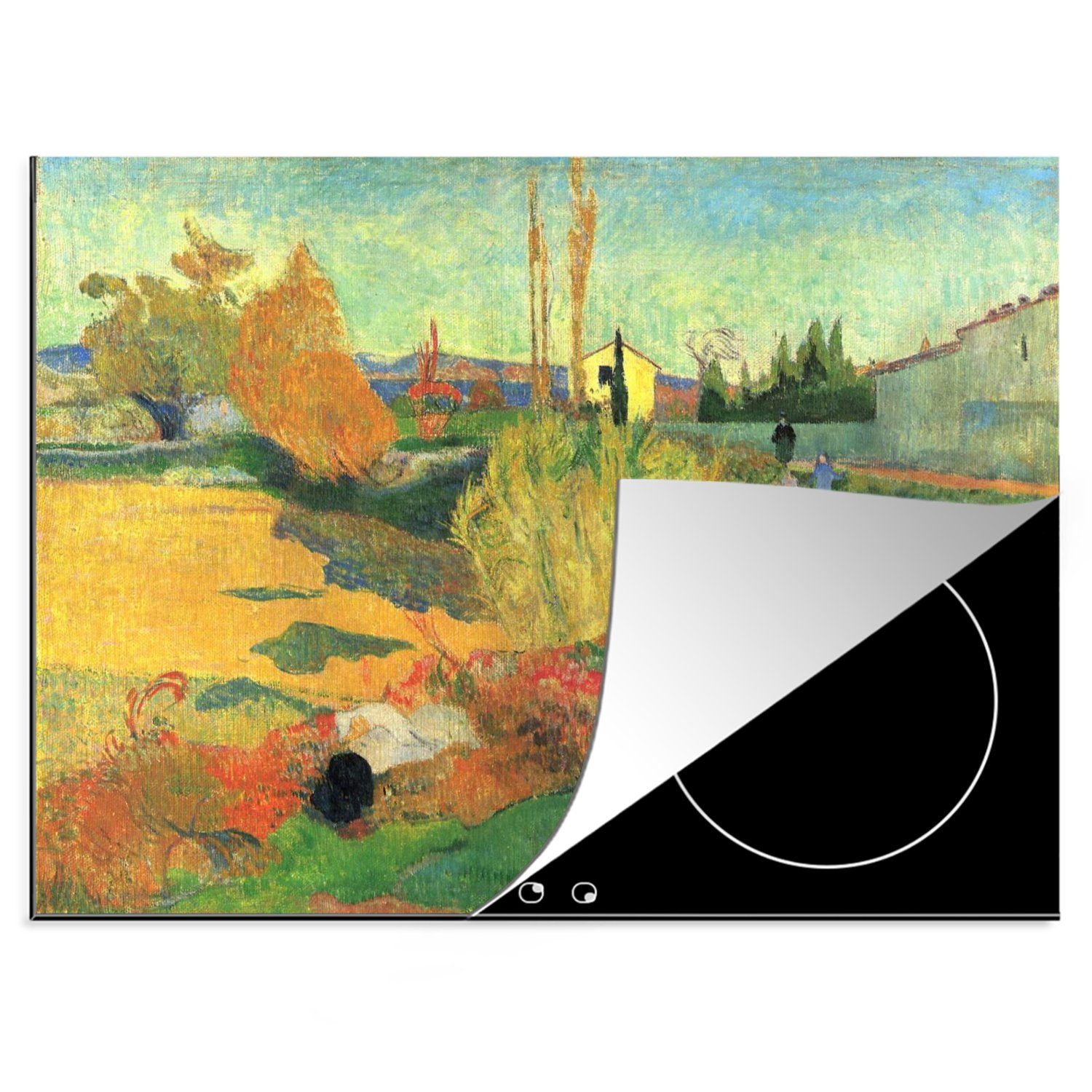 Paul (1 - Arles in MuchoWow nutzbar, tlg), Mobile Herdblende-/Abdeckplatte Landschaft Vinyl, 70x52 von Arbeitsfläche Gauguin, Gemälde Ceranfeldabdeckung cm,
