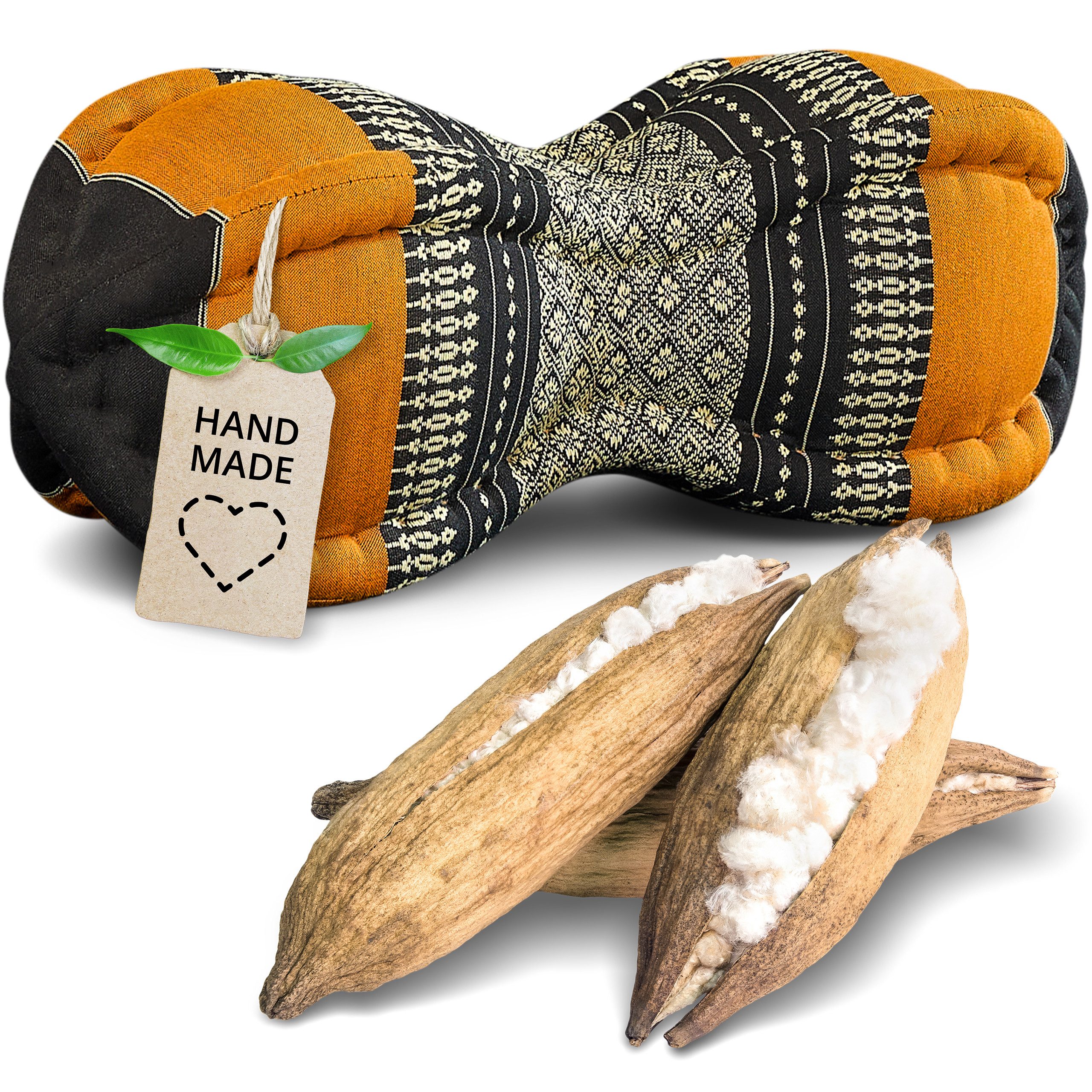 livasia Nackenstützkissen Papayakissen, vegan und handgefertigt, Ø 13x43cm, Kapok