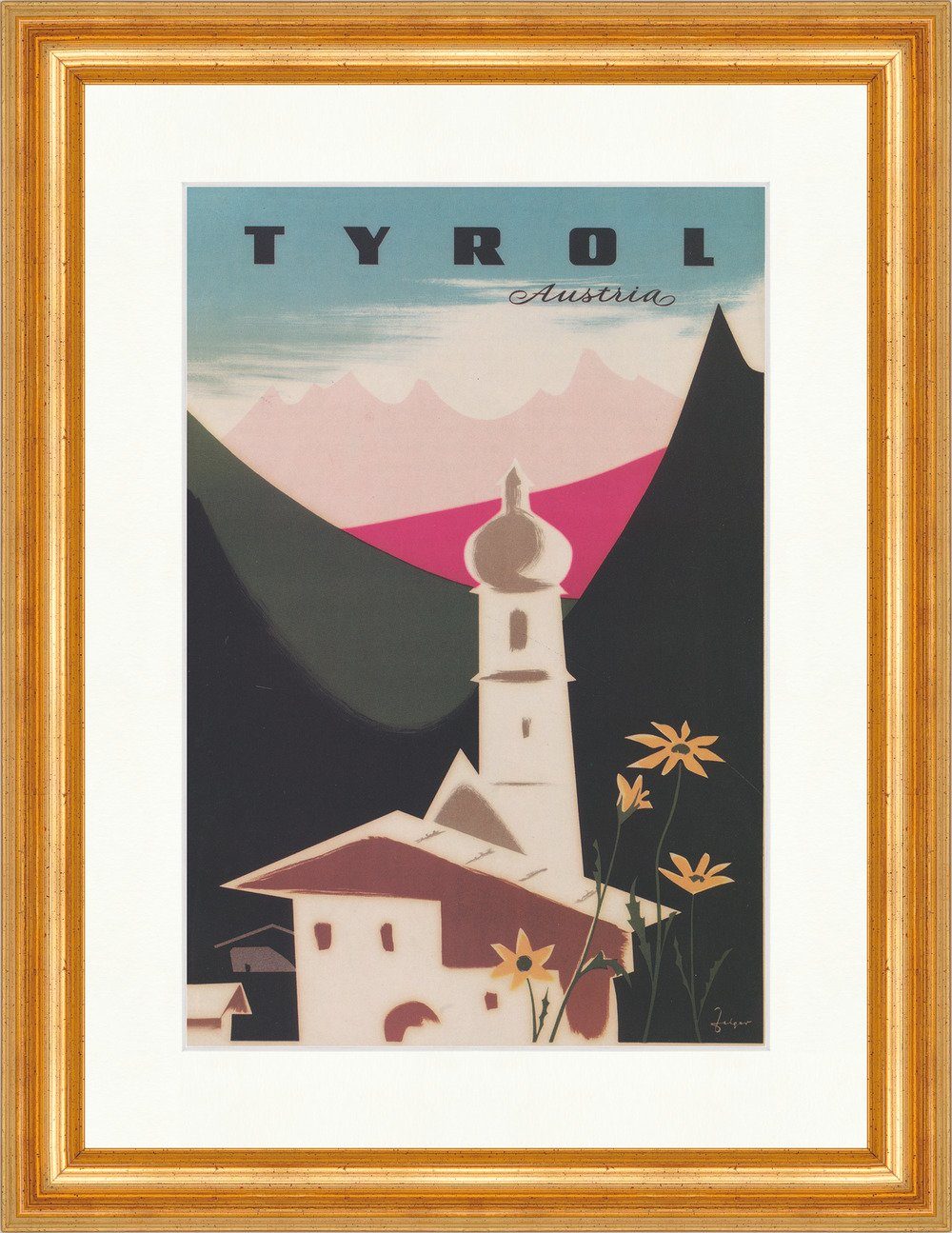 BillerAntik Kunstdruck Tyrol Austria Schwetz Tirol Kirche Blumen Reklame Plakatwelt 101 Gera, (1 St)
