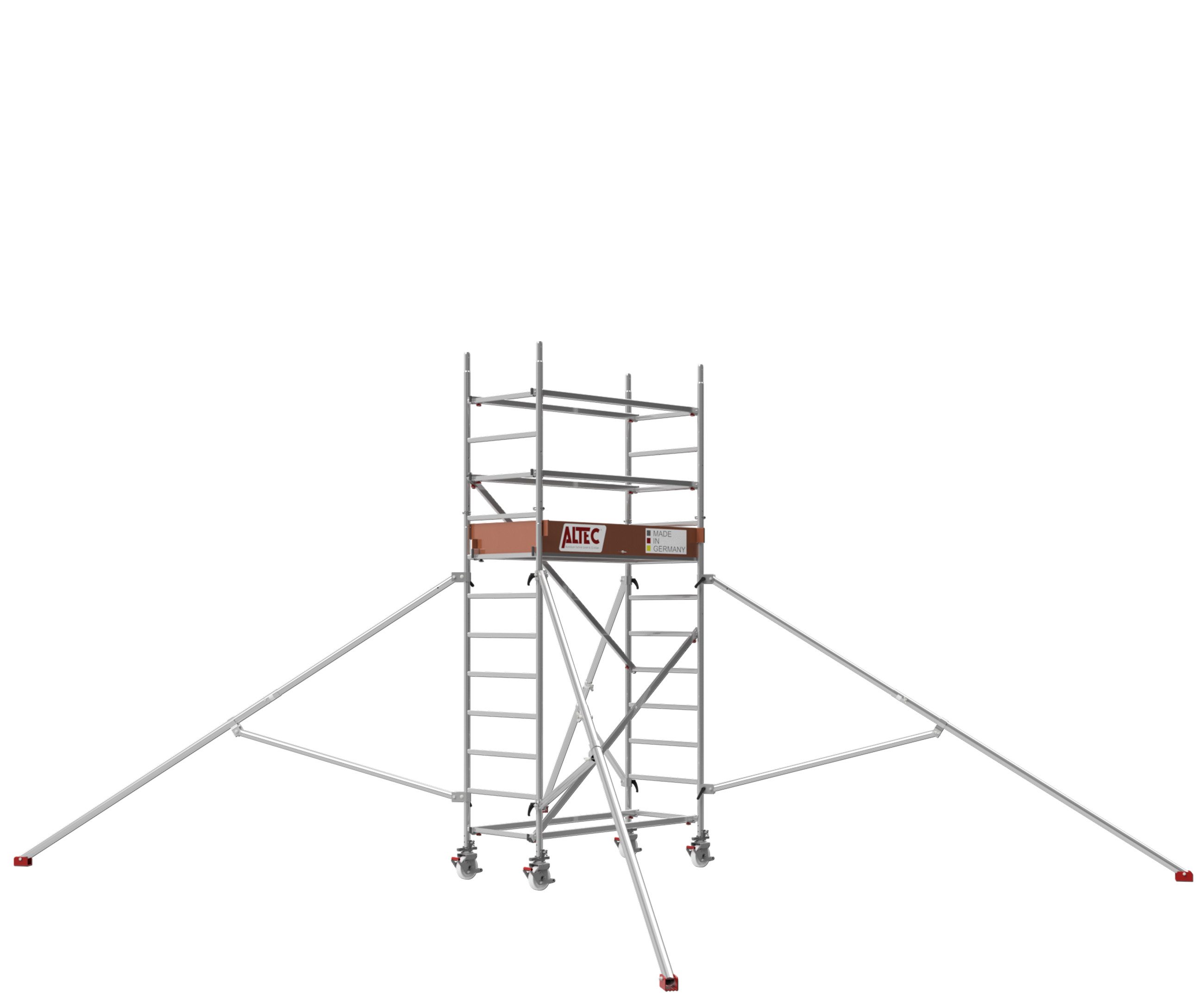 ALTEC Aluminium Fahrgerüst Rollfix 2.0 mit Ø150mm Rollen & Dreieckausleger, Made in Germany, maximale Arbeitshöhe 10 Meter