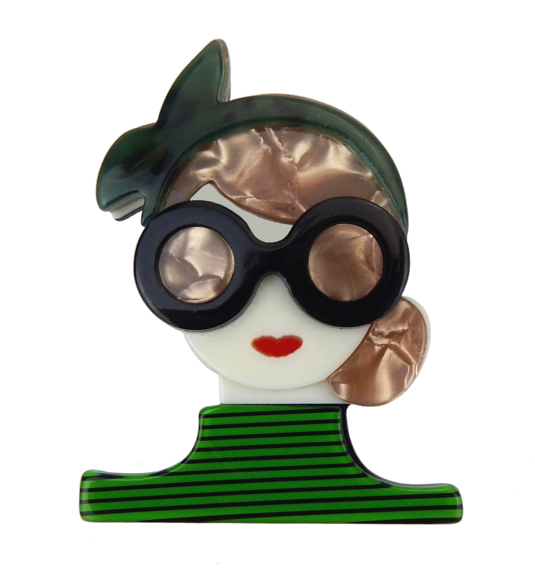 Ella Jonte Anstecknadel, Brosche Frau Rockabella 4 Farben Rot Gold Grün ode günstig online kaufen