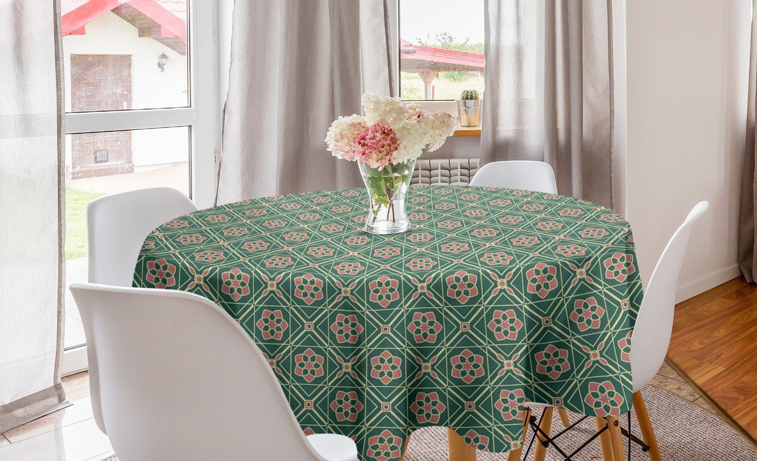 Abakuhaus Tischdecke Kreis Tischdecke Abdeckung Osten Dekoration, Esszimmer Küche Mandala floral für