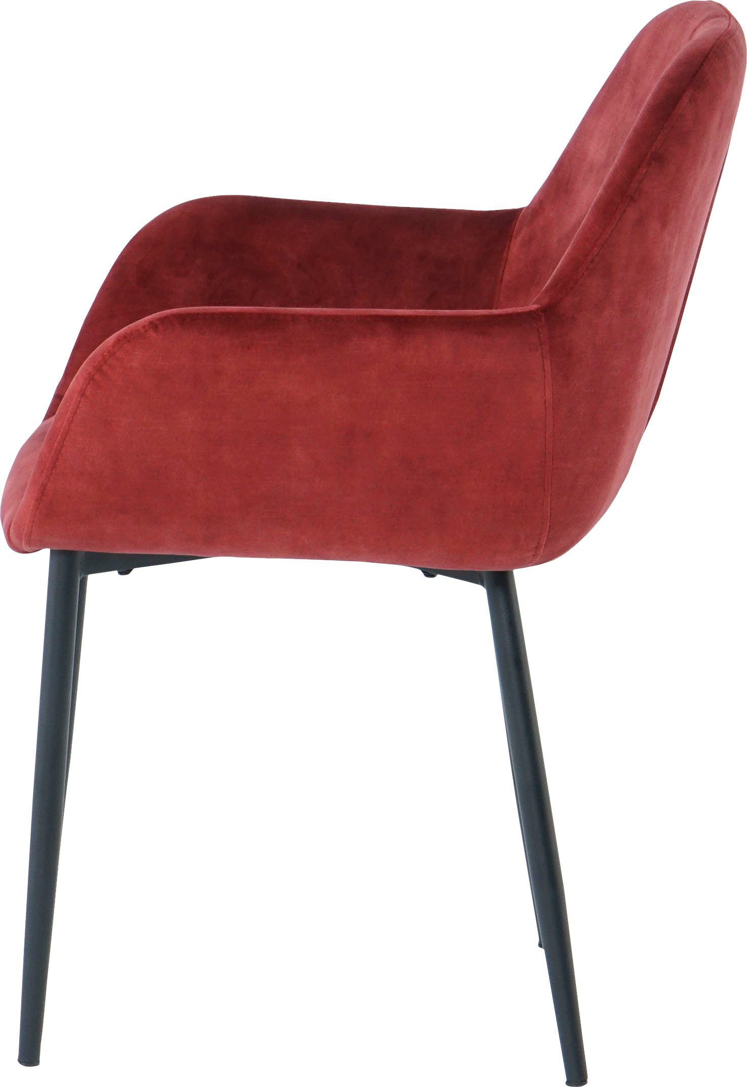 SIT Armlehnstuhl (Set, 2 glamouröser | St), Rot/schwarz in Bezug Samtoptik Rot