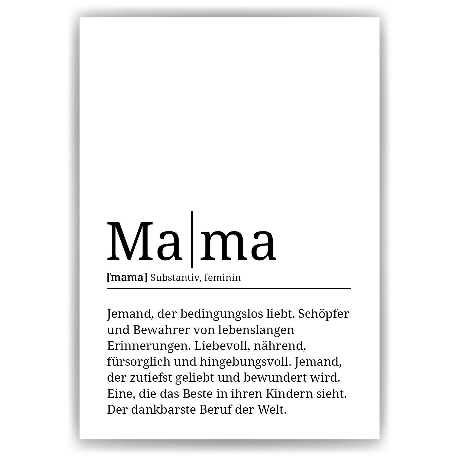 Definition Geschenk Tigerlino Geburtstag Muttertag Poster Mama Wandbild