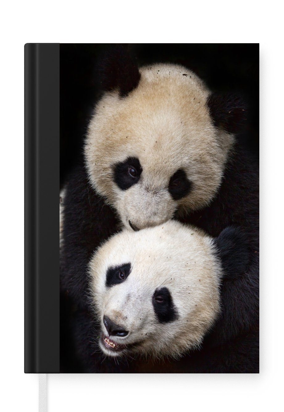 MuchoWow Notizbuch Panda - Tierfreunde - Schwarz, Journal, Merkzettel, Tagebuch, Notizheft, A5, 98 Seiten, Haushaltsbuch