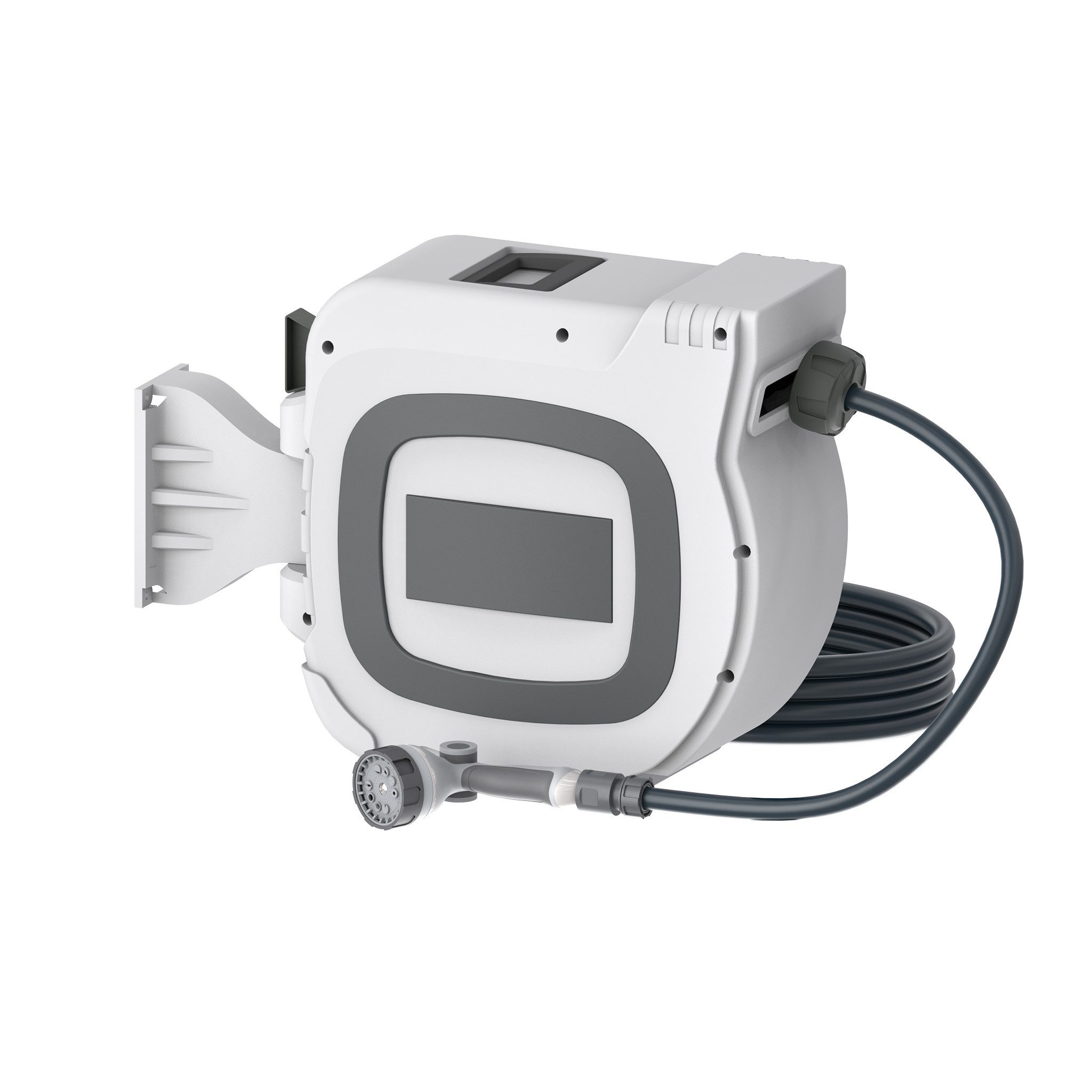 FIVMEN Schlauchtrommel 30+2m Schlauchaufroller Wandmontage mit Automatik-Aufrollung, 10 Sprühmodi, 180° Schwenkhalterung Wasserschlauchtrommel