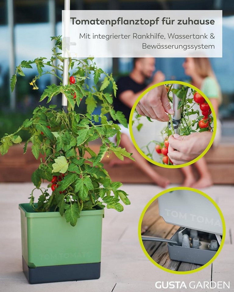 Thumbnail - Gusta Garden Pflanzkübel TOM TOMATO (inkl. stabiler Rankhilfe und Bewässerungssystem), Tomatentopf für Balkon, Terrasse ...