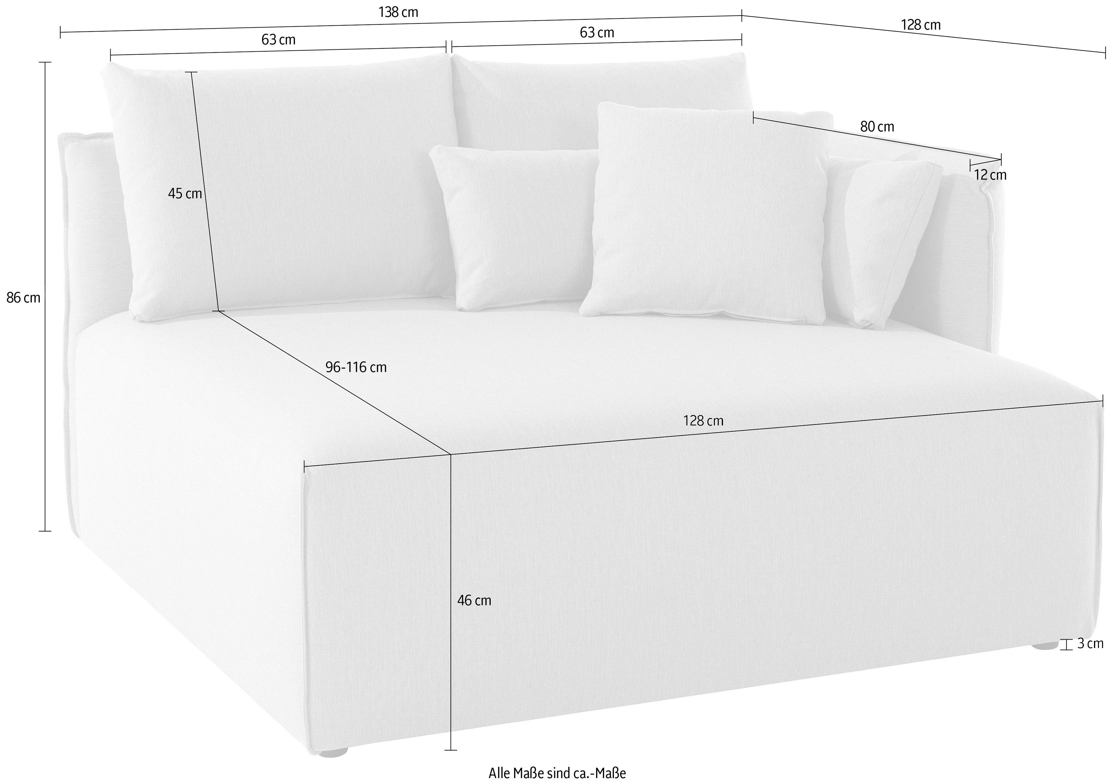 Breite Lounge-Modul kurzes - zum 138 Tiefe cm, Zusammenstellen, mane andas cm Nöre, 128