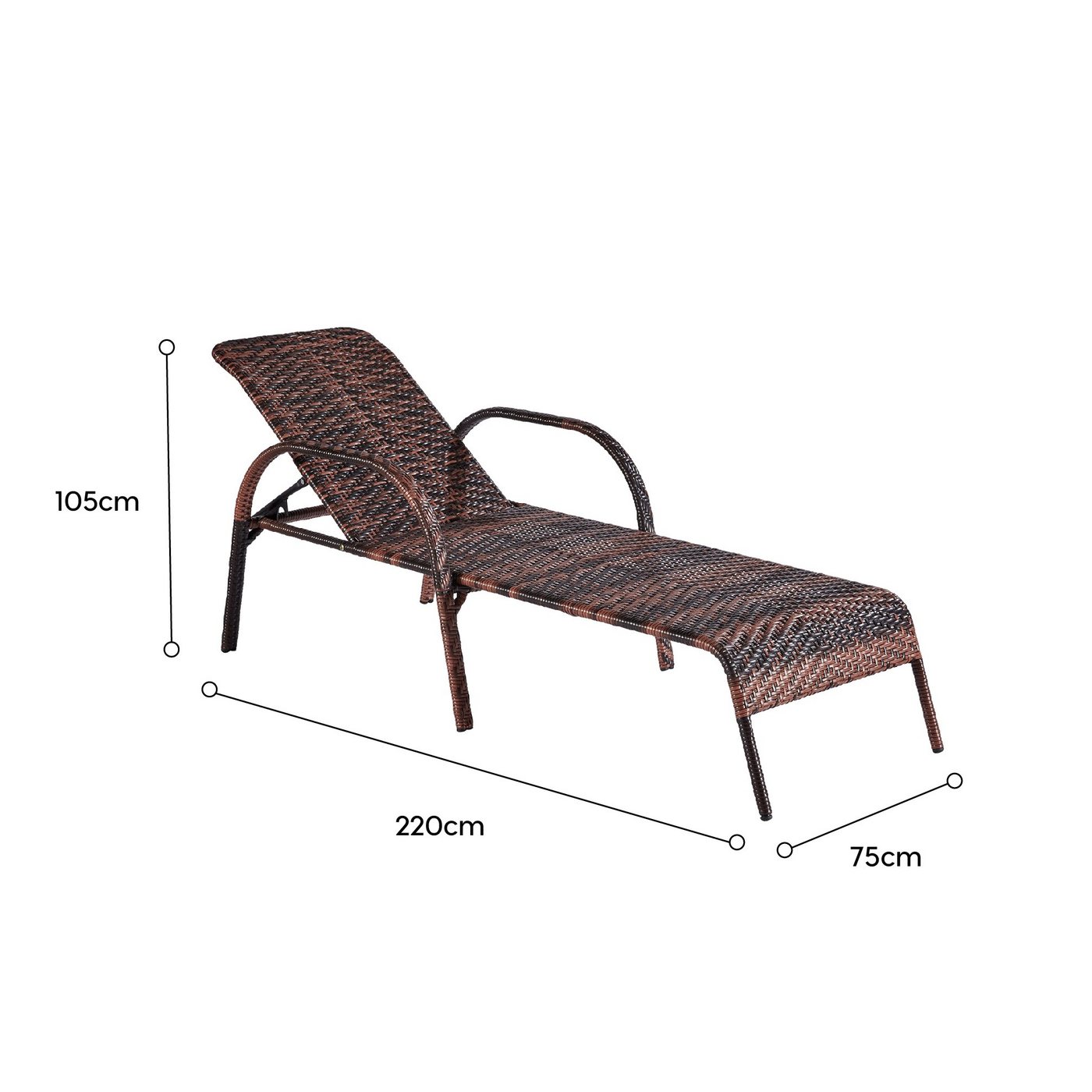 Thumbnail - wuuhoo Terrasse Polyrattan Sonnenliege Palma in braun, Designer Liege höhenverstellbar