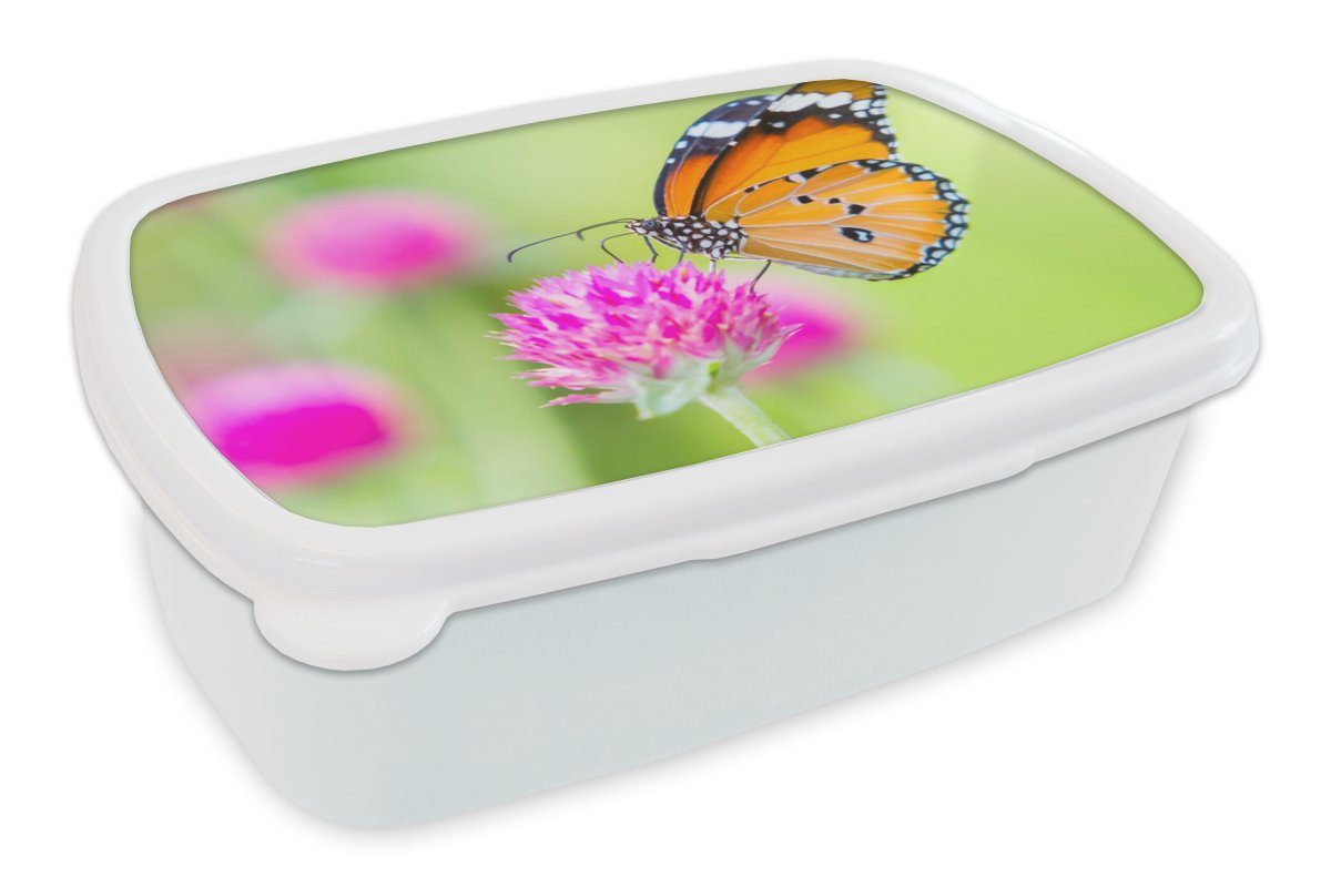 - Insekten MuchoWow Lunchbox und Brotbox Kinder Schmetterlinge Erwachsene, für (2-tlg), Kunststoff, Brotdose, Blumen, - Jungs Mädchen weiß und für
