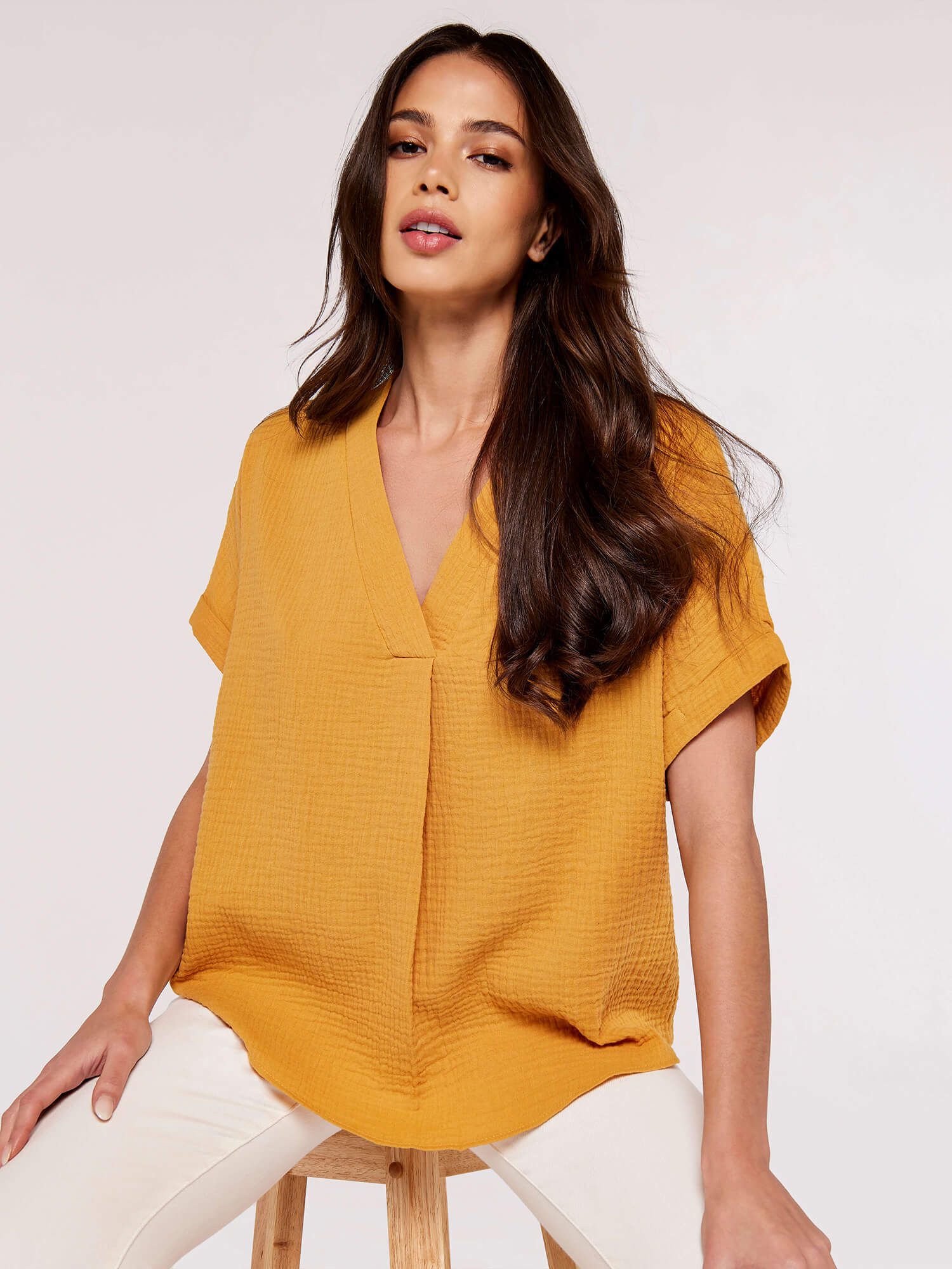 Apricot Klassische Bluse Top aus Baumwolle, günstig online kaufen