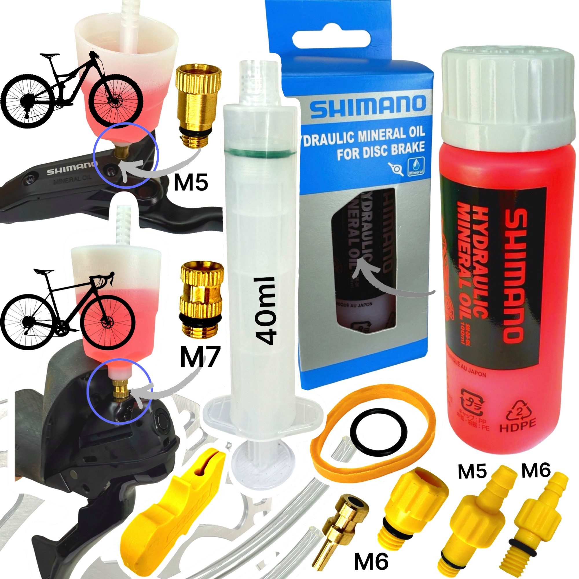 Fantic26 Fahrrad-Montageständer Shimano Mineral ÖL Service Entlüftungs Kit MTB Rennrad Trichter M5 M7