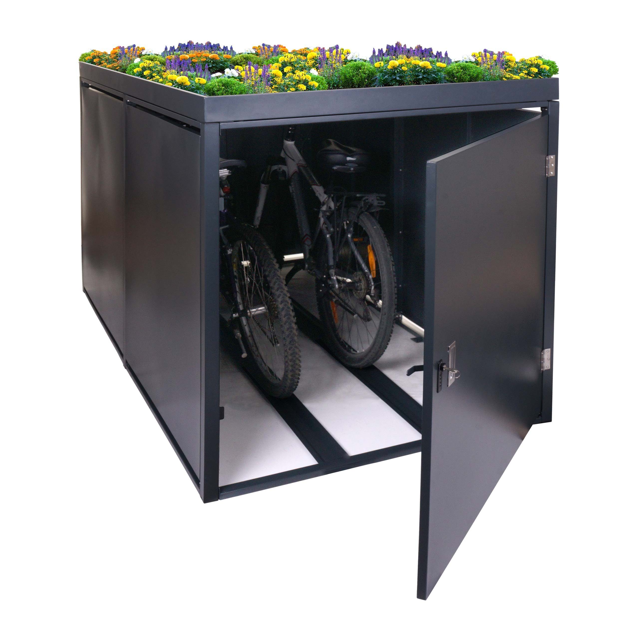 MCW Fahrradbox MCW-L56b (1 St), Mit Schienen, für Fahrräder bis zu einer Höhe von 113 cm