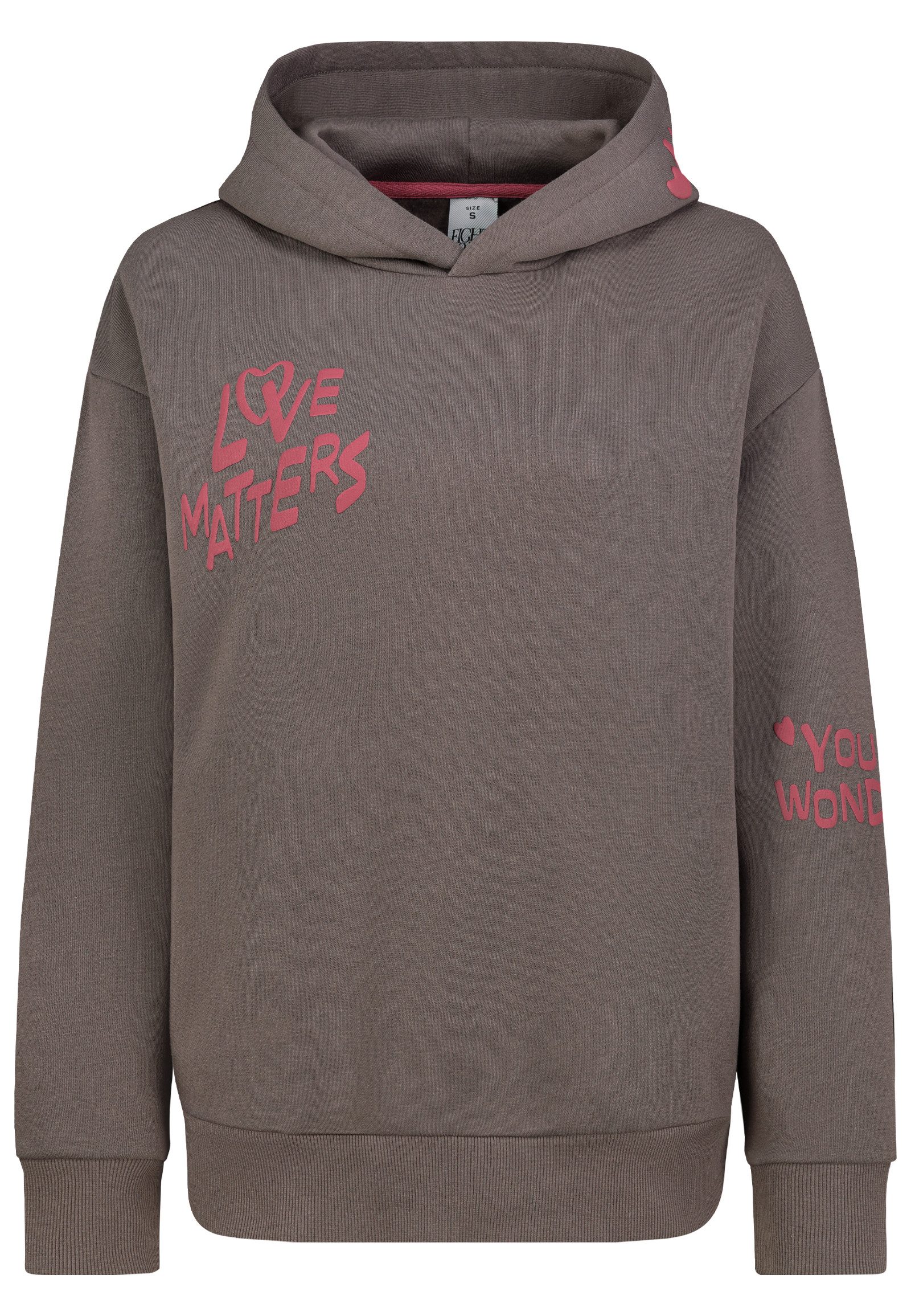 Eight2Nine Hoodie Oversize-Passform Crossfleece Puffdrucke für Damen (1-tlg) Kapuze mit Einsatz, Seitliche Nahttaschen, Rippbündchen