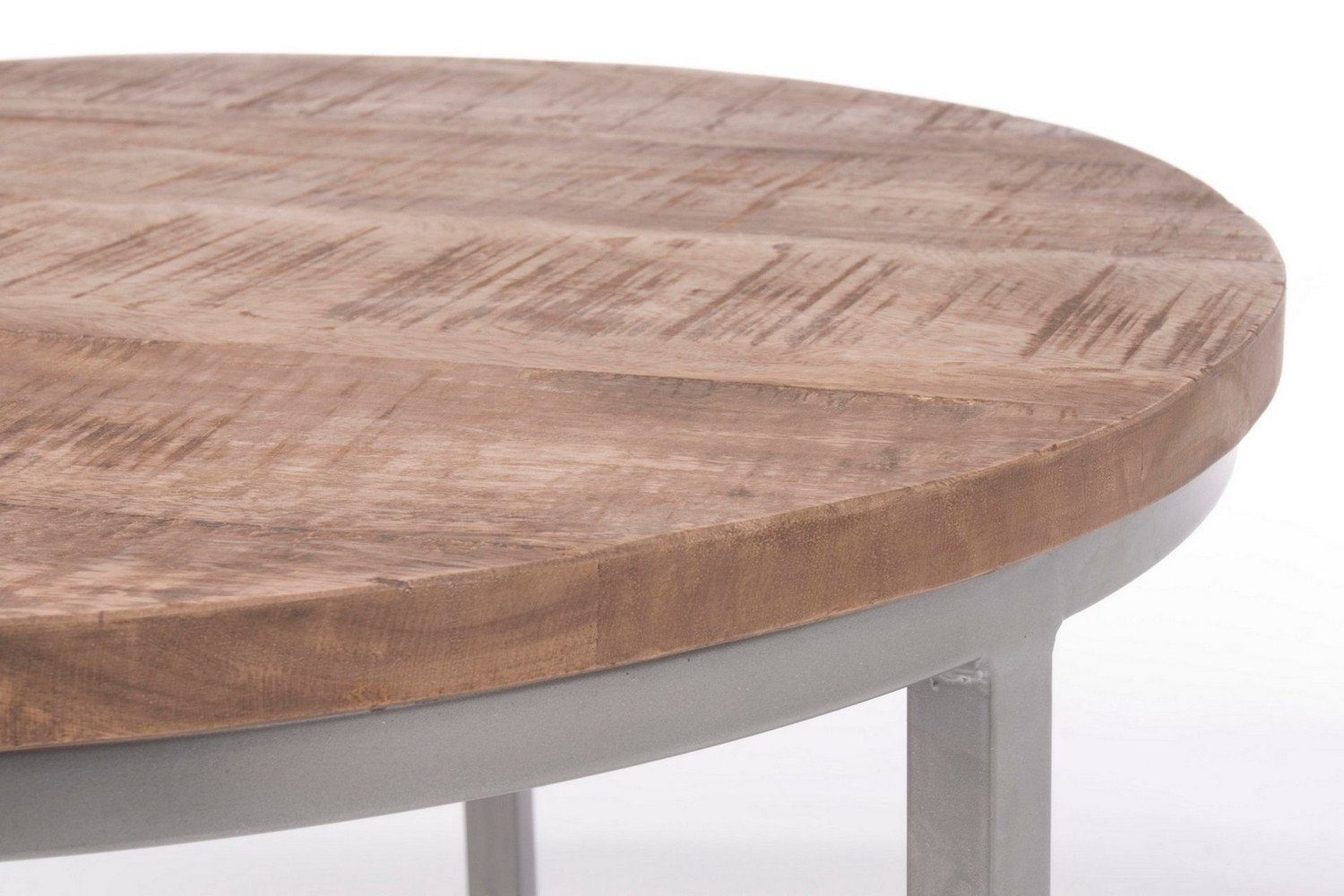 Beistelltisch Narvik mit 3er Tischplatte Stahlgestell Natur24 Mango-Holz Beistelltisch Set
