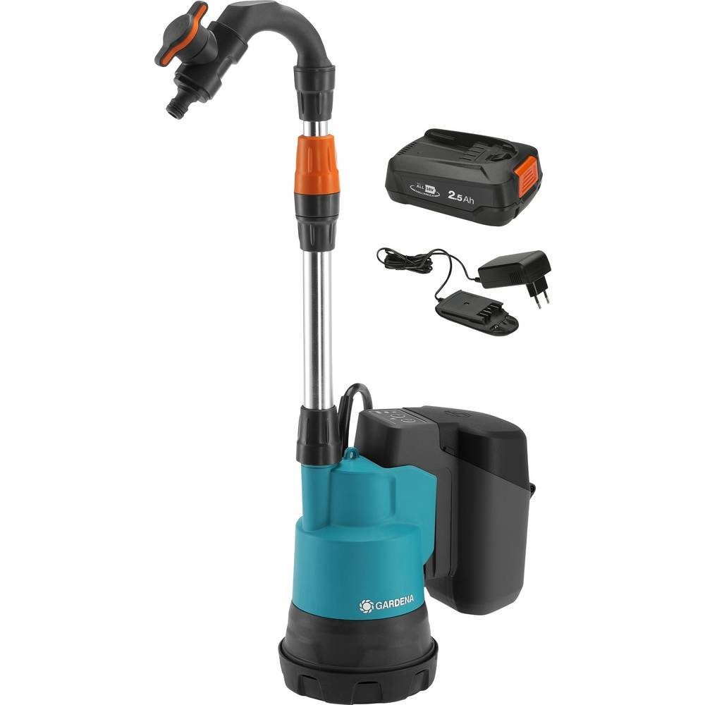 GARDENA Tauchpumpe Akku-Regenfasspumpe 2000/2 18V POWER FOR ALL Ready-To-Use 14602-61