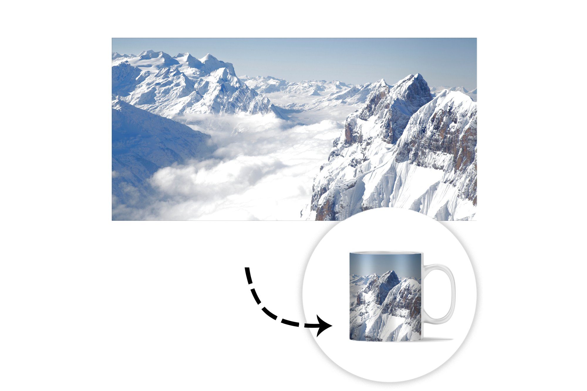 MuchoWow Tasse Alpen - Schnee Keramik, Kaffeetassen, Teetasse, Geschenk Teetasse, - Becher, Berg