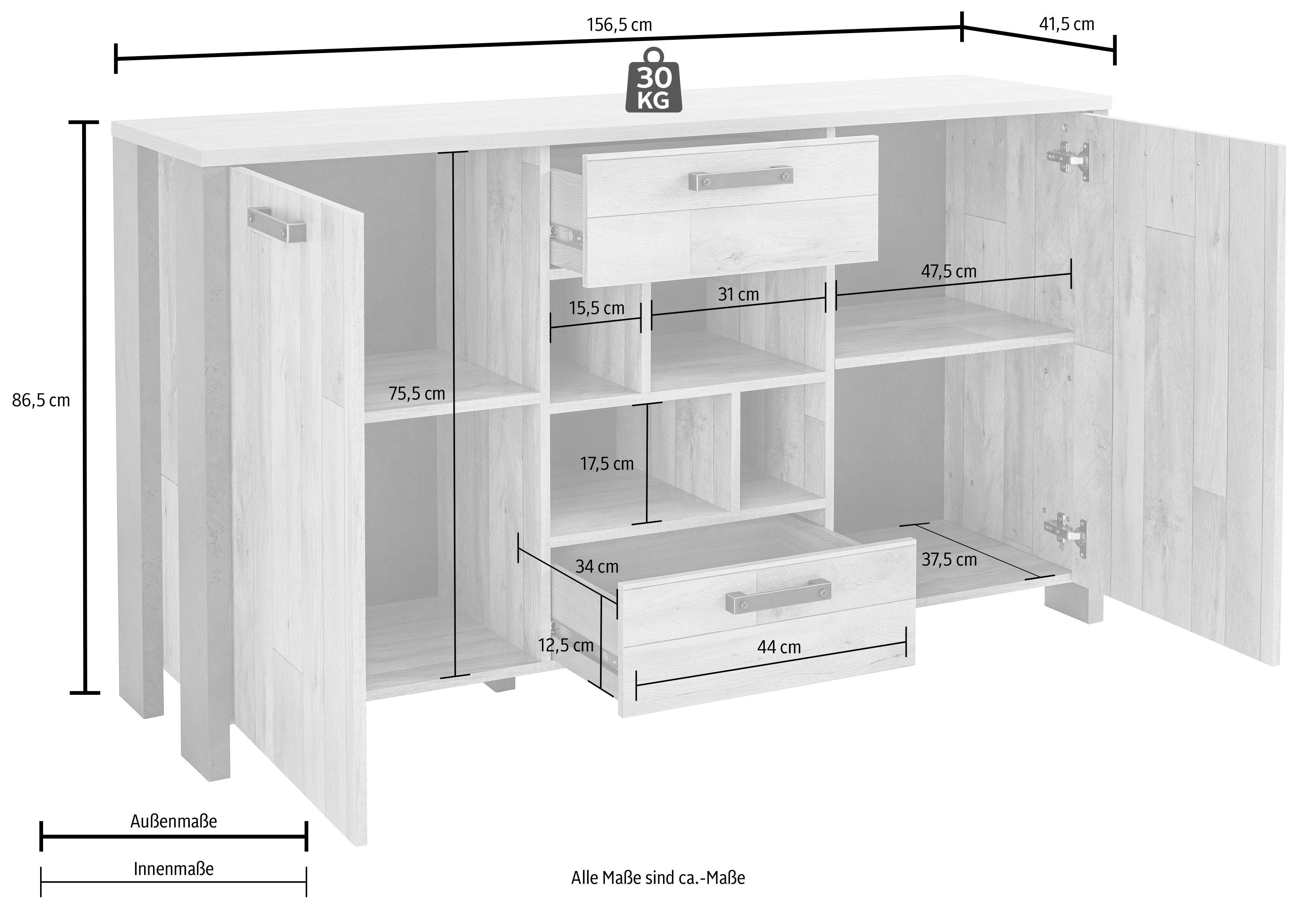 Breite 156 Möbel FORTE cm Forte Sideboard,