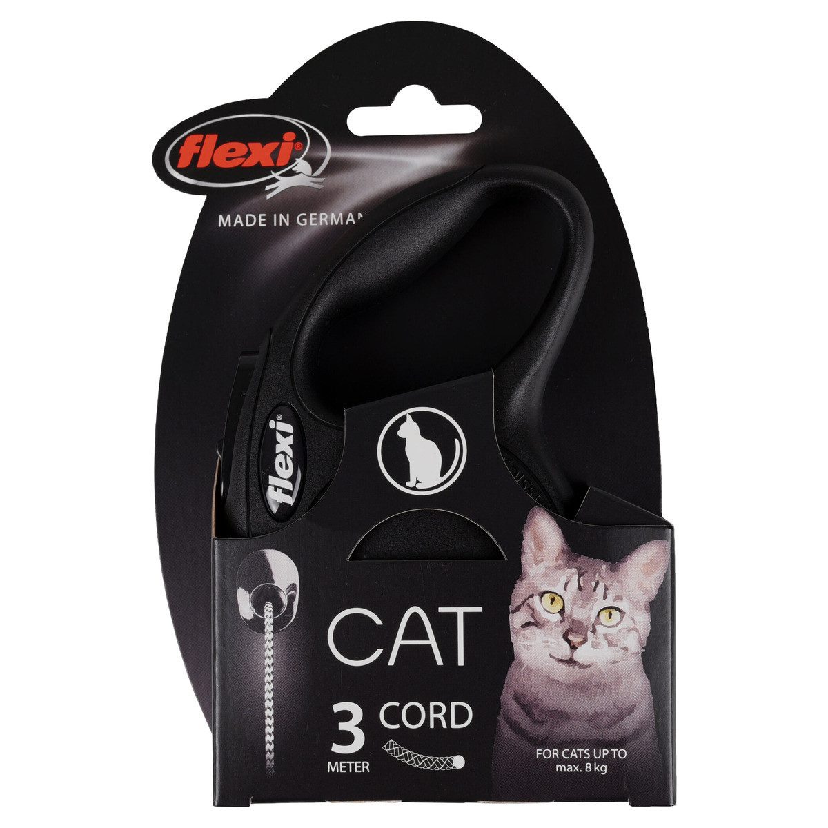 flexi Rollleine New Classic Cat Seil schwarz