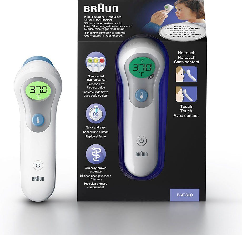 Neueste Produkte aus dem Ausland 2024 Braun Stirn-Fieberthermometer No - touch Position für + BNT300, touch genaue - Messwerte Mit Check™ Anleitung Stirnthermometer