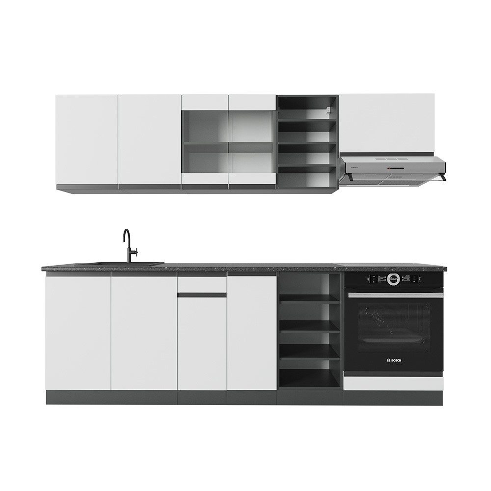 Vicco Küchenzeile R-Line, Weiß/Anthrazit, 240 cm günstig online kaufen