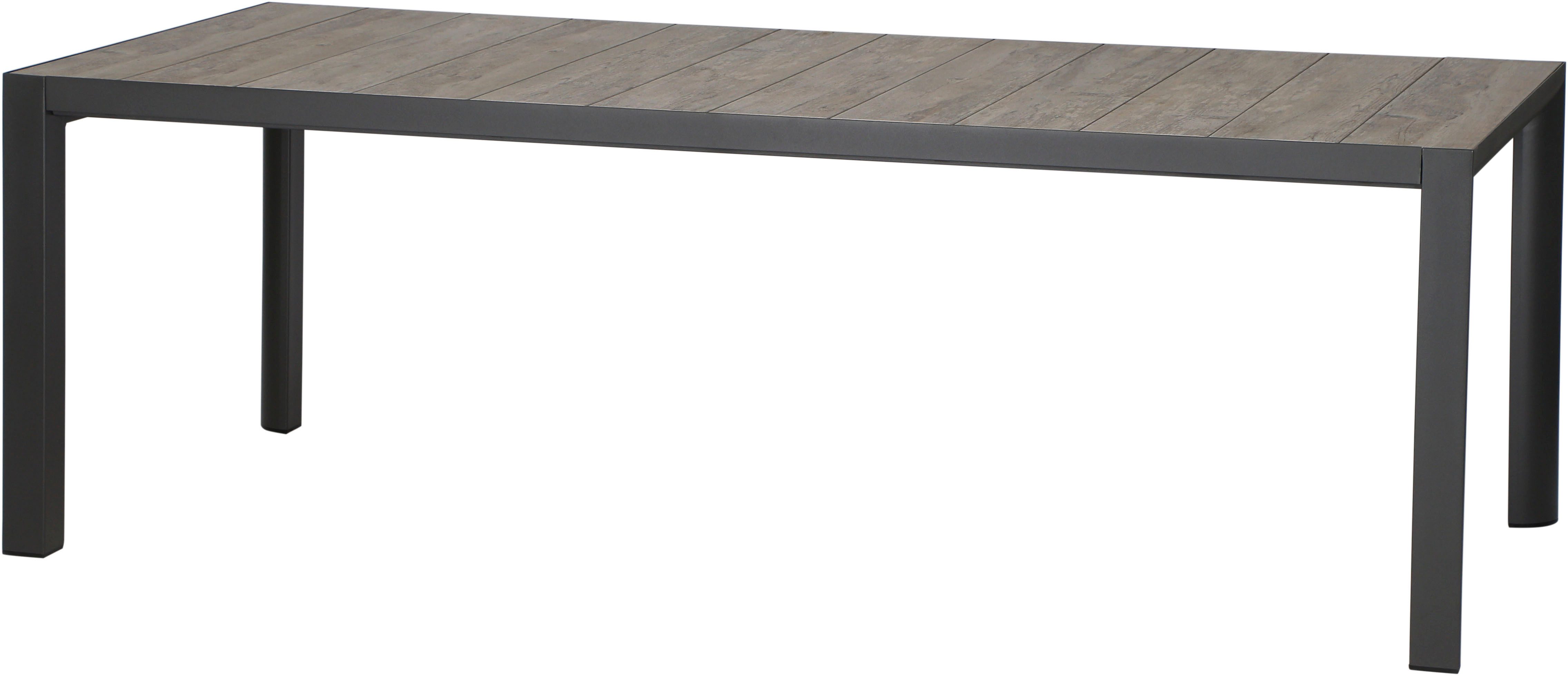 Siena Garden Gartentisch SILVA Tisch 220x100cm matt anthrazit/washed grey, Aluminiumgestell matt anthrazit, Tischplatte aus Keramik, washed grey