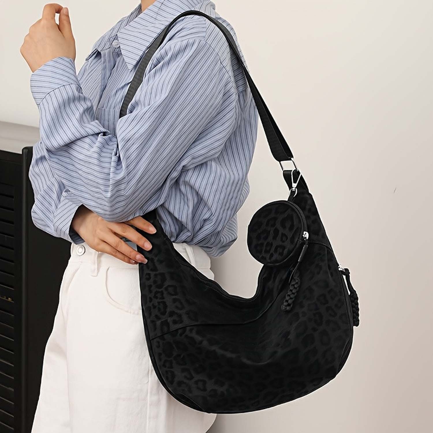 nsihing Bauchtasche Damenmode Trendy Leopardenmuster Handtasche Umhängetasche – Bild 3 von 3