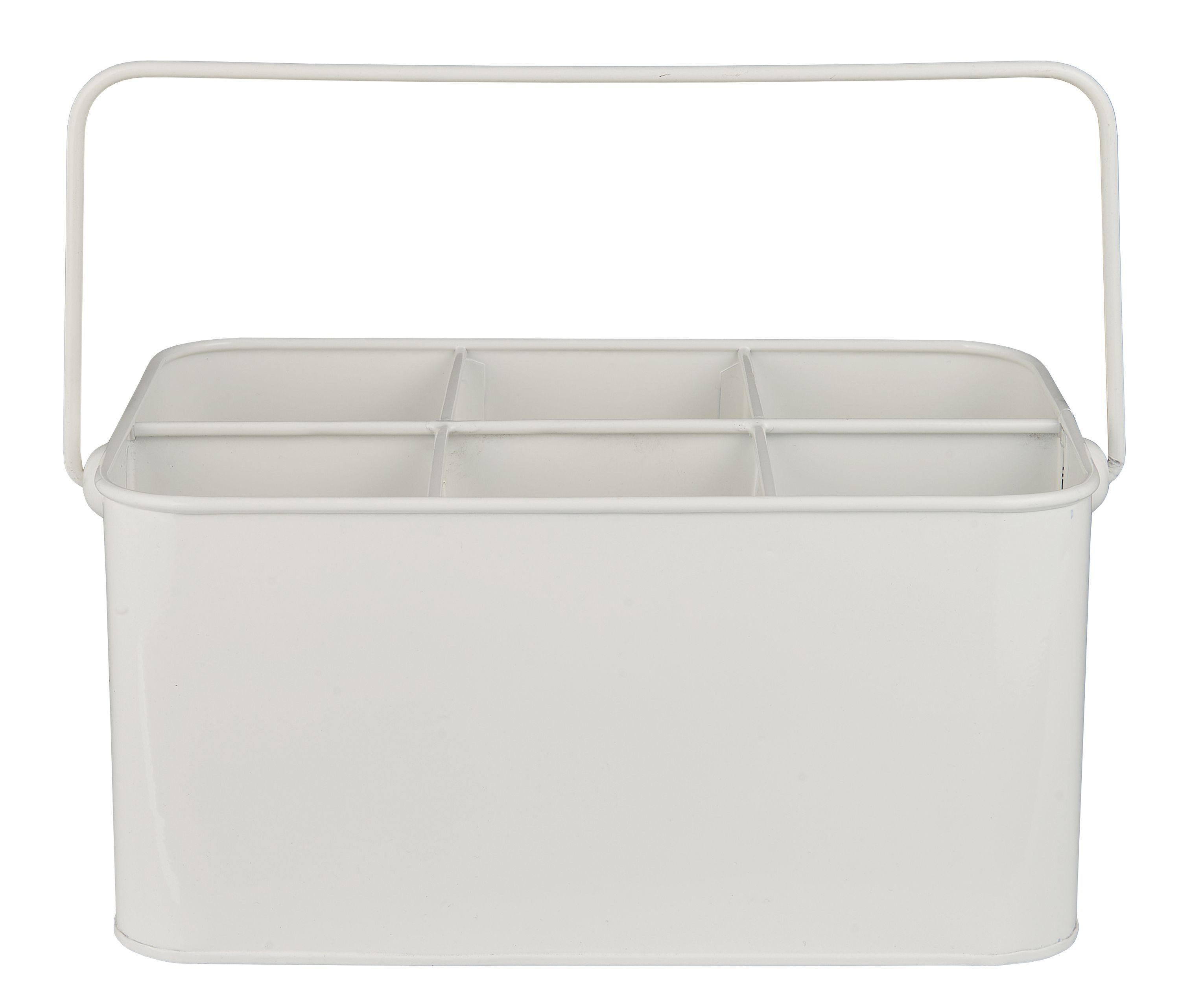 Ib Laursen Holzkiste Ib Laursen - Kiste Korb Utensilo Besteckkasten 6 Fächer Metall Weiß