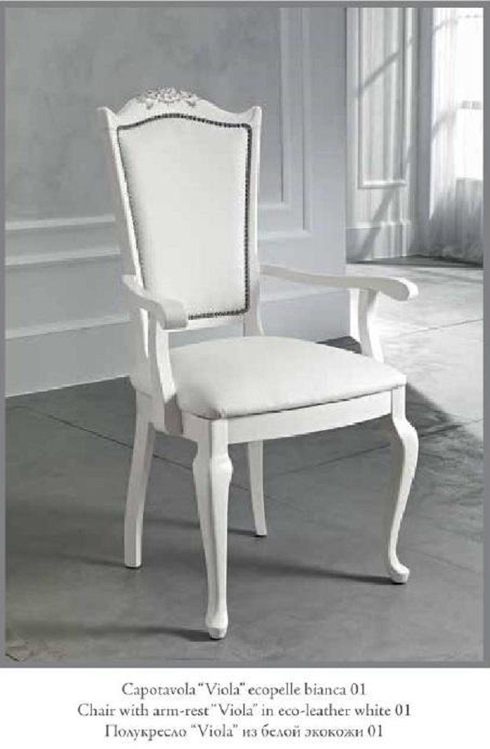 1 Neu Luxus Stuhl Italienische Möbel Holz Mit Armlehnen Sitzer Design JVmoebel Stuhl