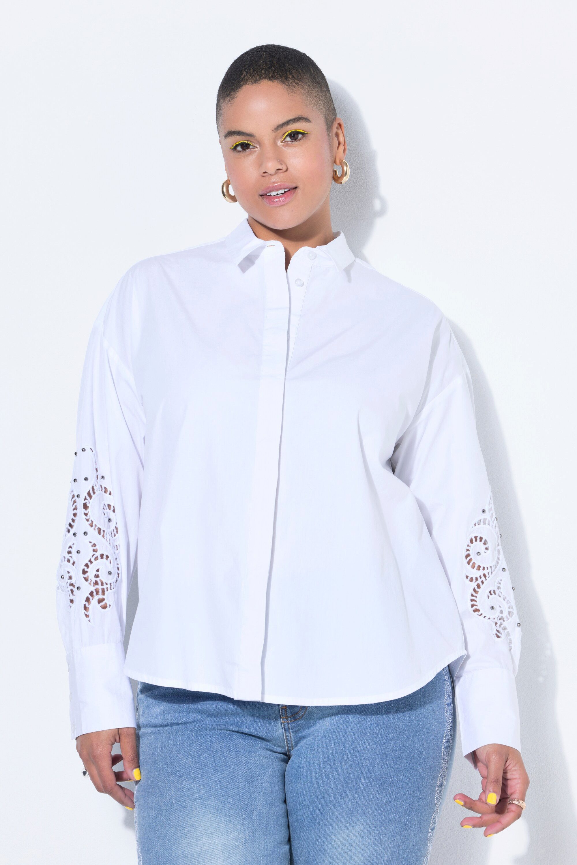 Studio Untold Hemdbluse Hemd Oversize Shape Stickerei