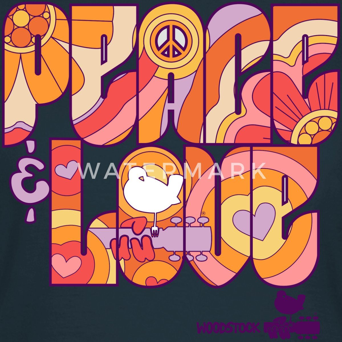 Spreadshirt T-Shirt Woodstock Peace Love Hippie günstig online kaufen