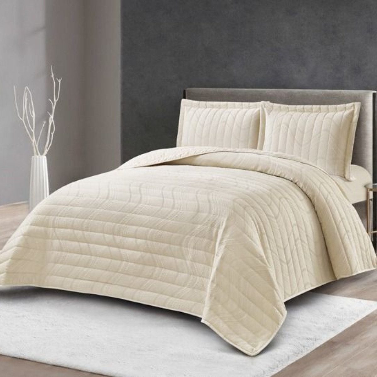 alesvelt Tagesdecke Set Hale Überwurf Decke 3-Teilig 240x250 cm, atmungsaktiv 2-Personen