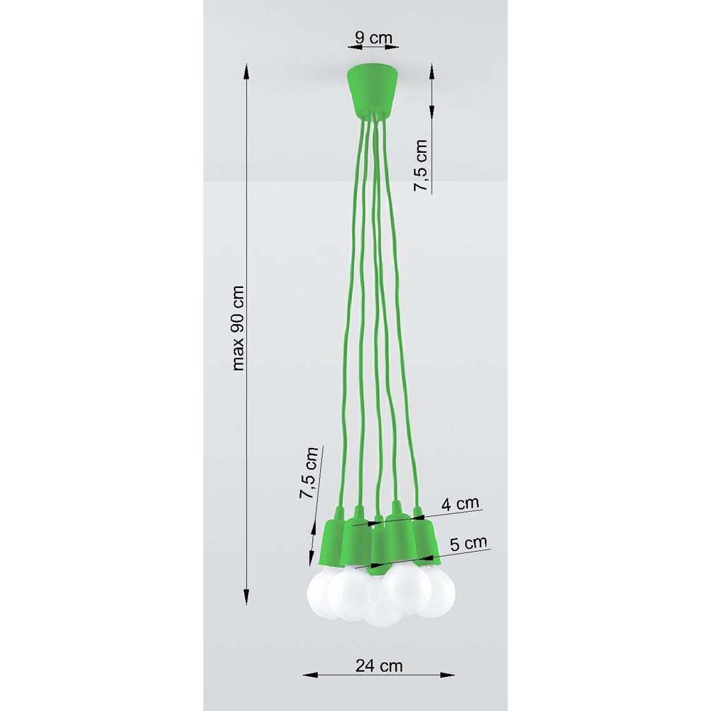 cm 5-flammig Leuchtmittel Pendelleuchte, inklusive, Esszimmer H nicht Deckenleuchte Pendelleuchte etc-shop PVC 90 Grün