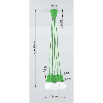 etc-shop Pendelleuchte, Leuchtmittel nicht inklusive, Pendelleuchte Deckenleuchte PVC H 90 cm Grün 5-flammig Esszimmer