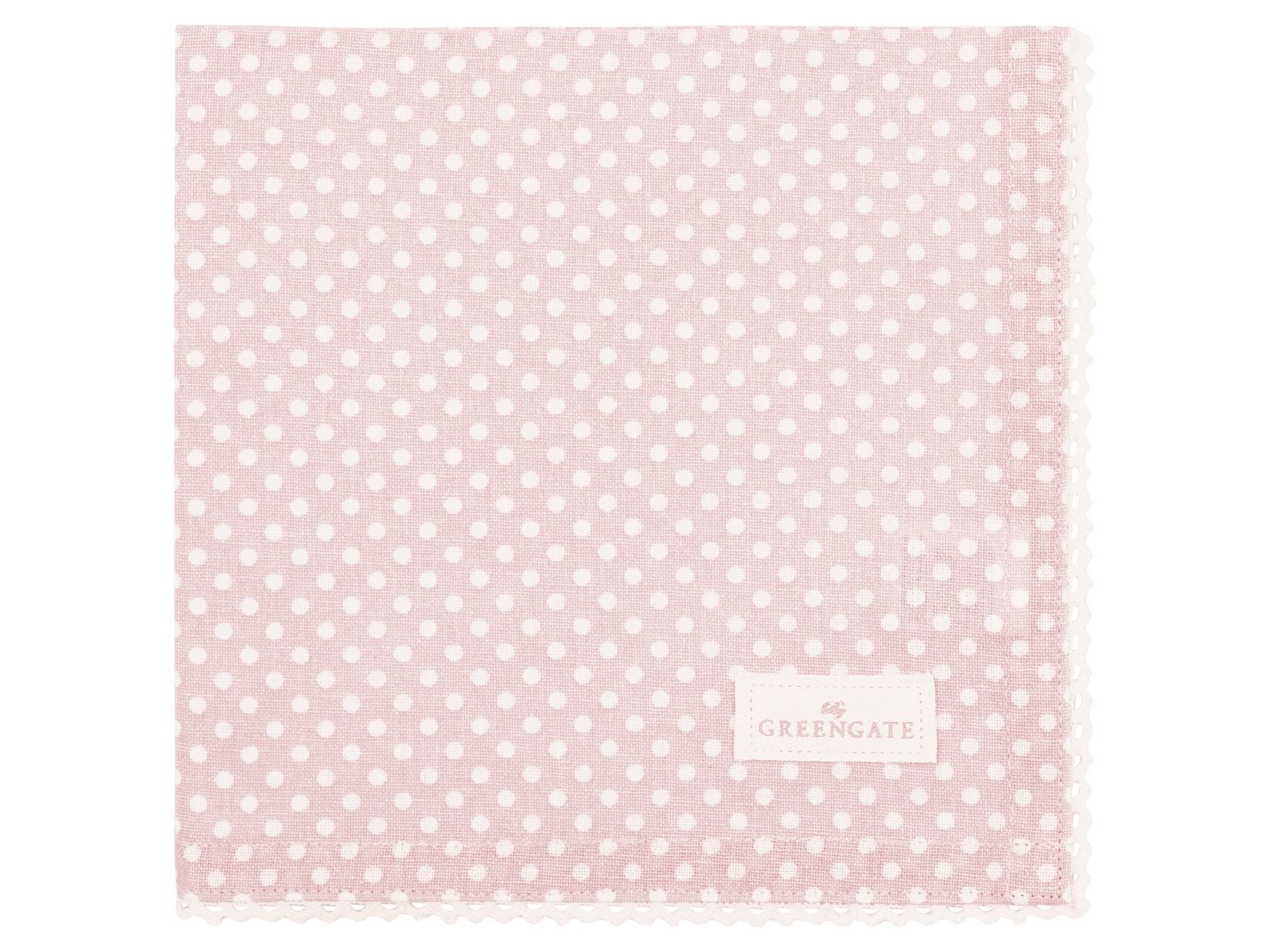Greengate Stoffserviette Dotty Stoffserviette mit Spitze pale pink 40x40cm