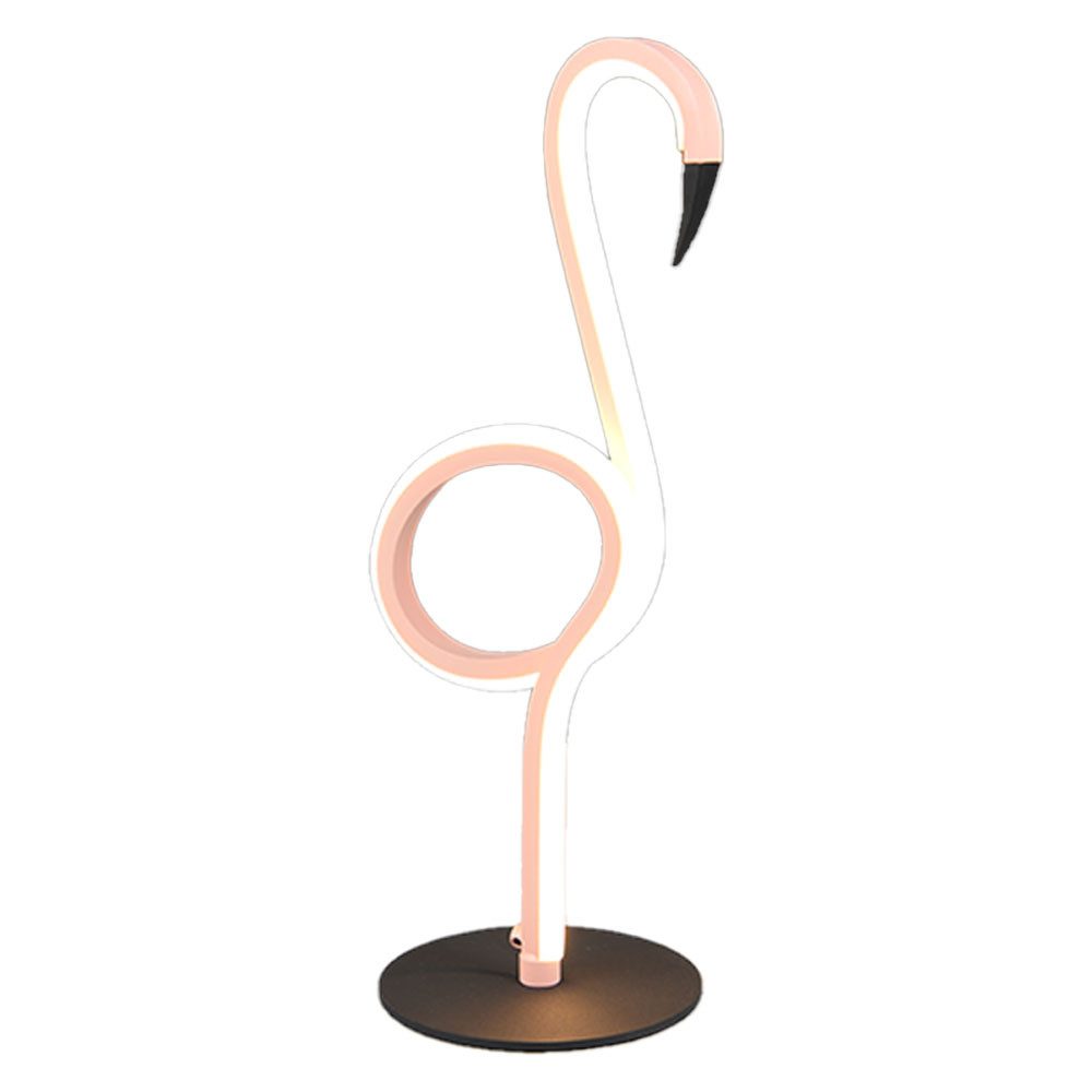 Reality Leuchten LED Tischleuchte, LED-Leuchtmittel fest verbaut, Warmweiß, Tischleuchte Flamingo pink LED Nachttischlampe Schlafzimmerleuchte